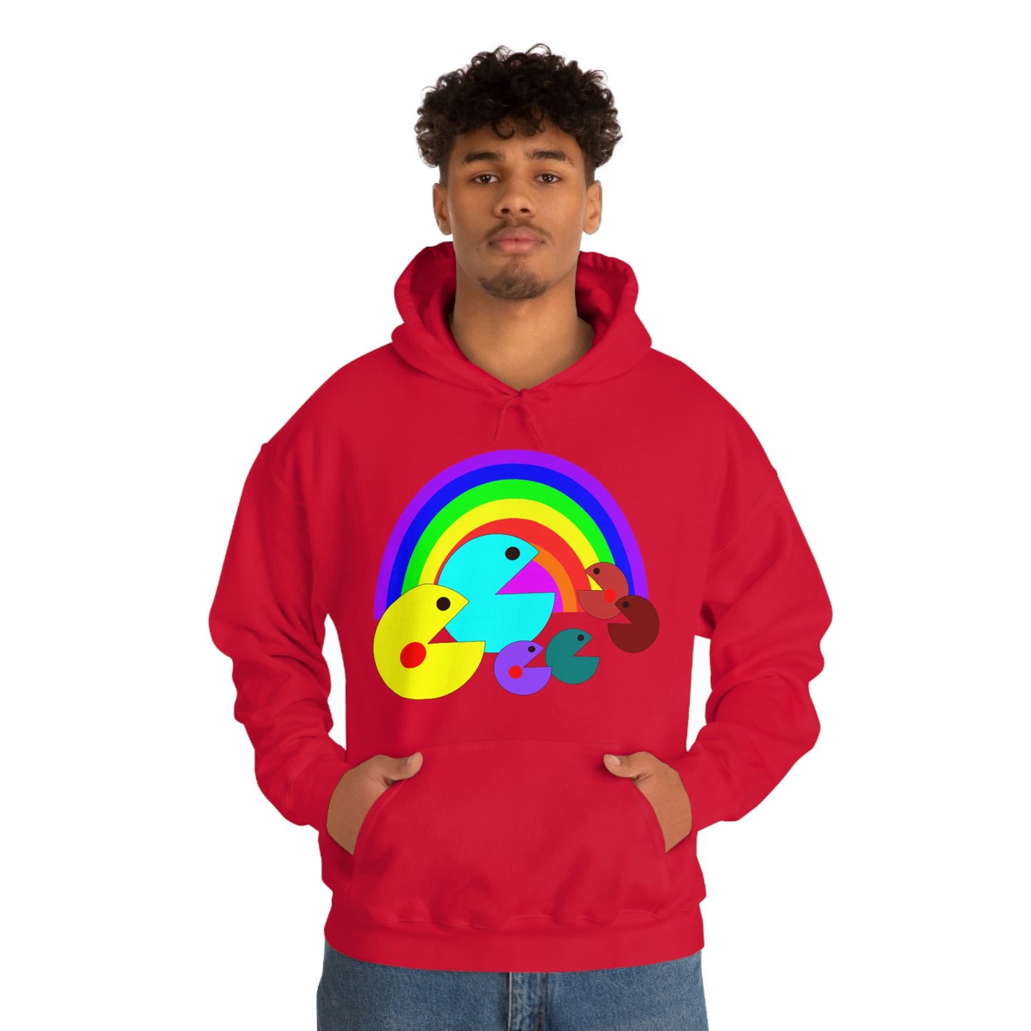 Pac Man Style Ranbow Unisex Hooded Sweatshirt