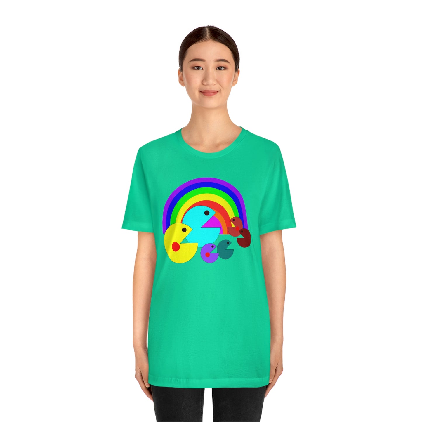 Pac Man Style Rainbow Unisex Jersey Short Sleeve Tee