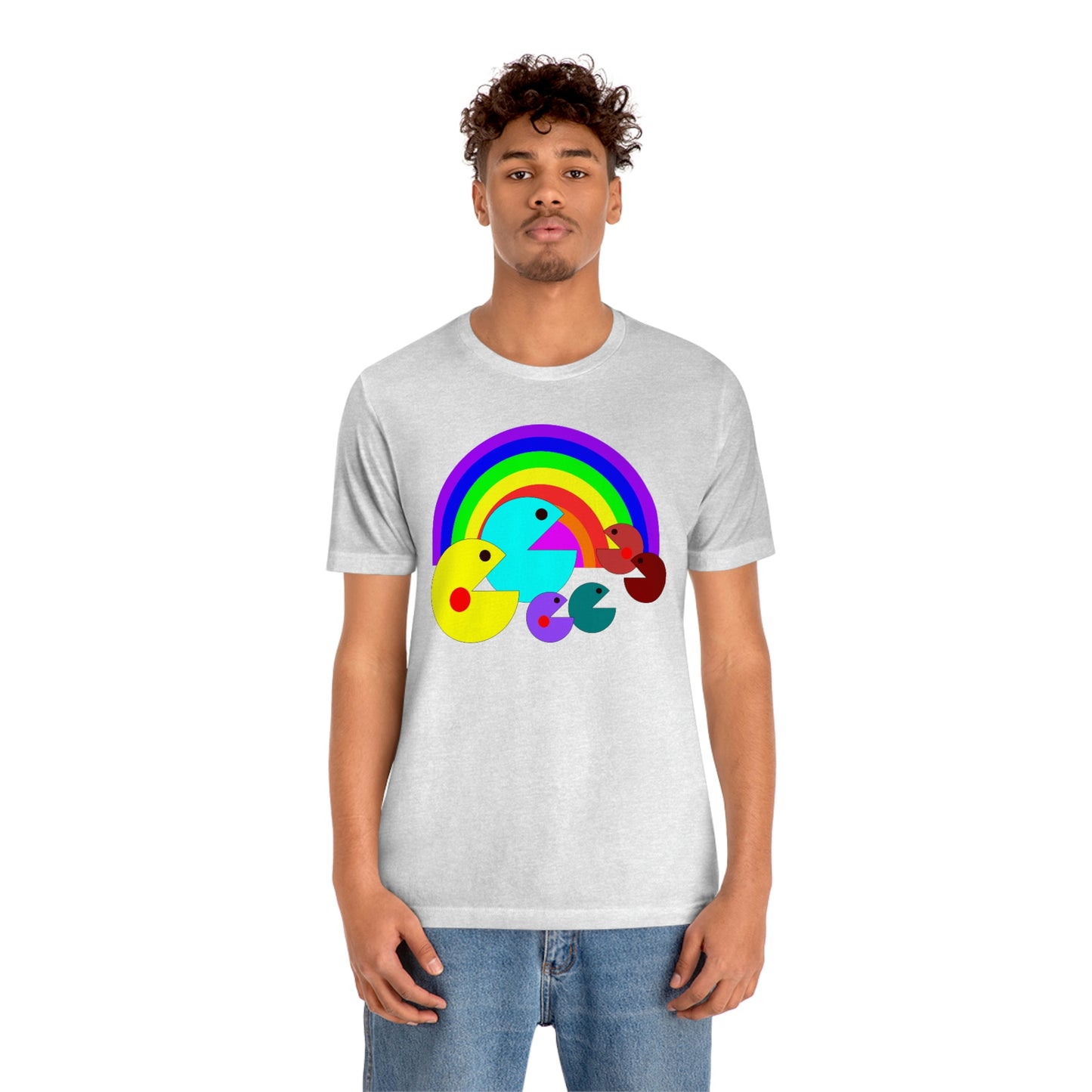 Pac Man Style Rainbow Unisex Jersey Short Sleeve Tee