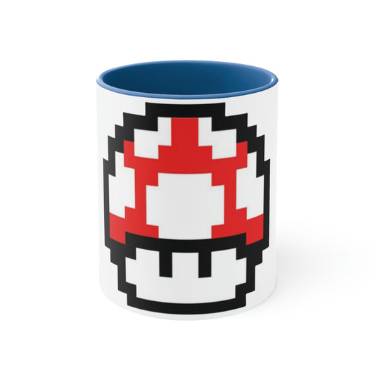 Mushroom 8 Bit Style Red Accent Coffee Mug, 11oz