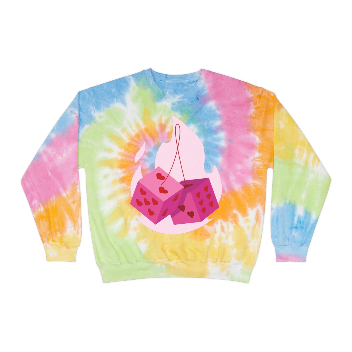 Dice Hearts Style Unisex Tie-Dye Sweatshirt