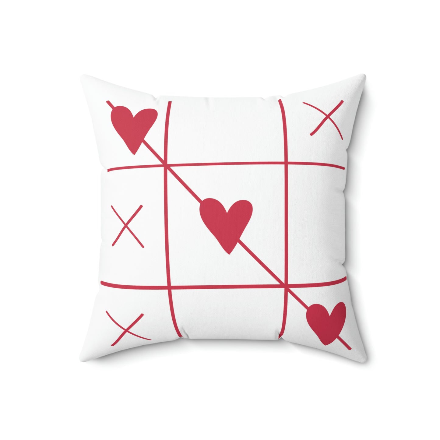 Valentine’s Day Tic Tac Toe Spun Polyester Square Pillow