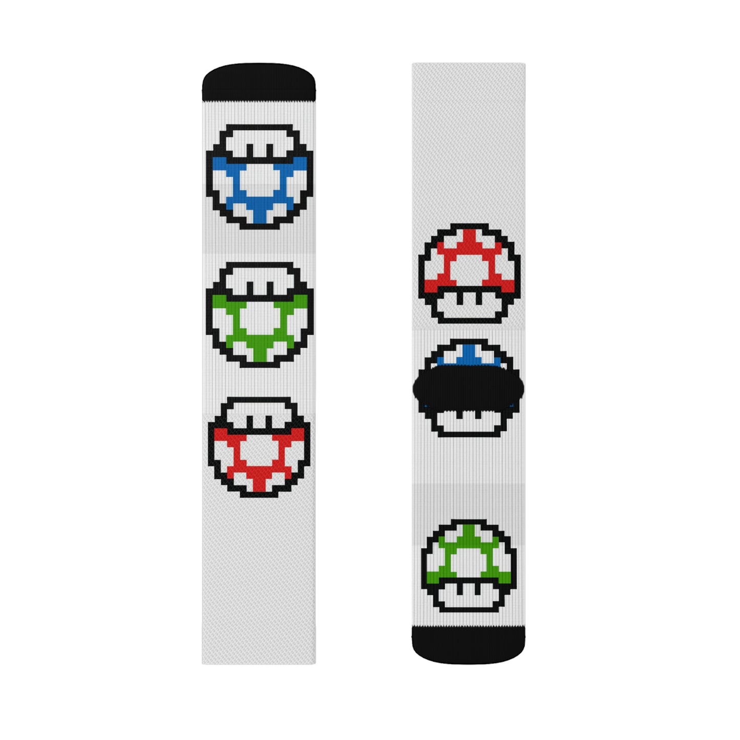 Mushroom Video Game Style Background Sublimation Socks