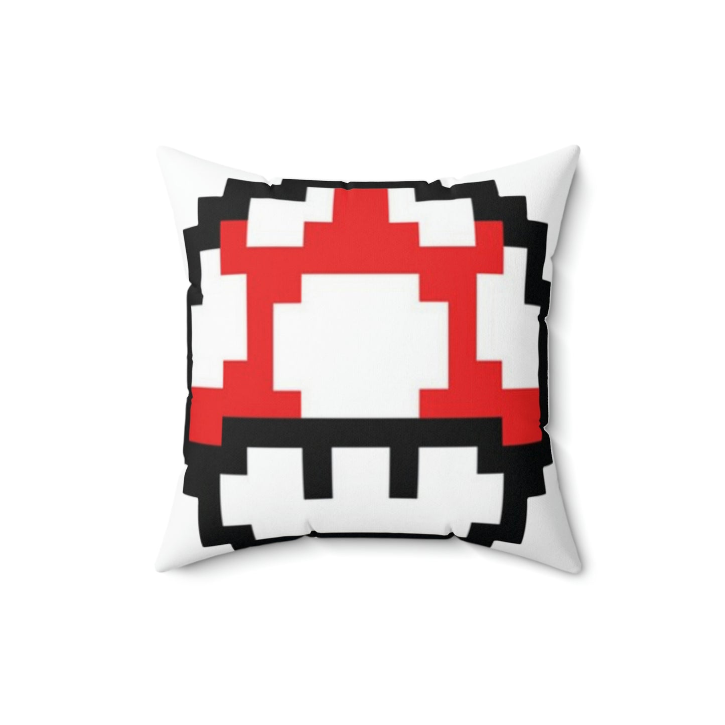 Retro Red & Green 8 Bit Mushrooms Spun Polyester Square Pillow