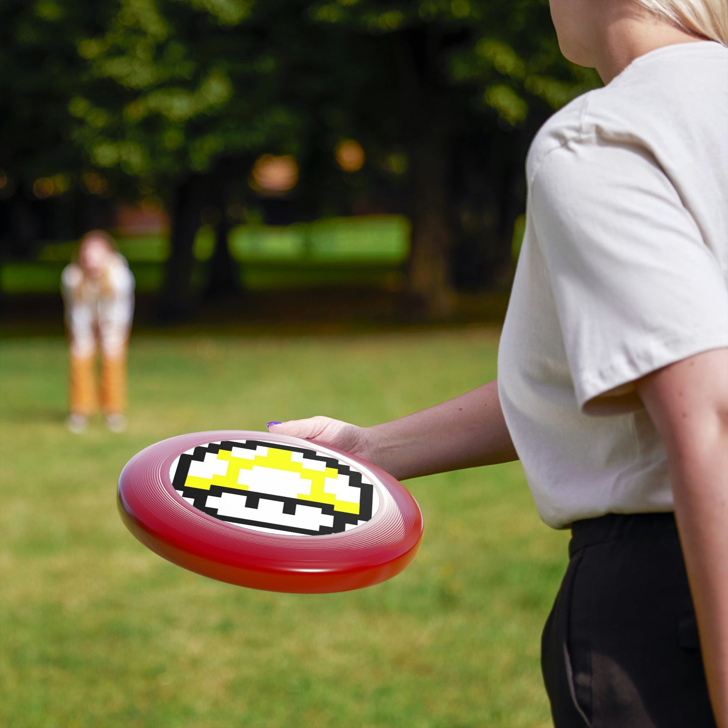 Yellow 8 Bit Style Mushroom Wham-O Frisbee