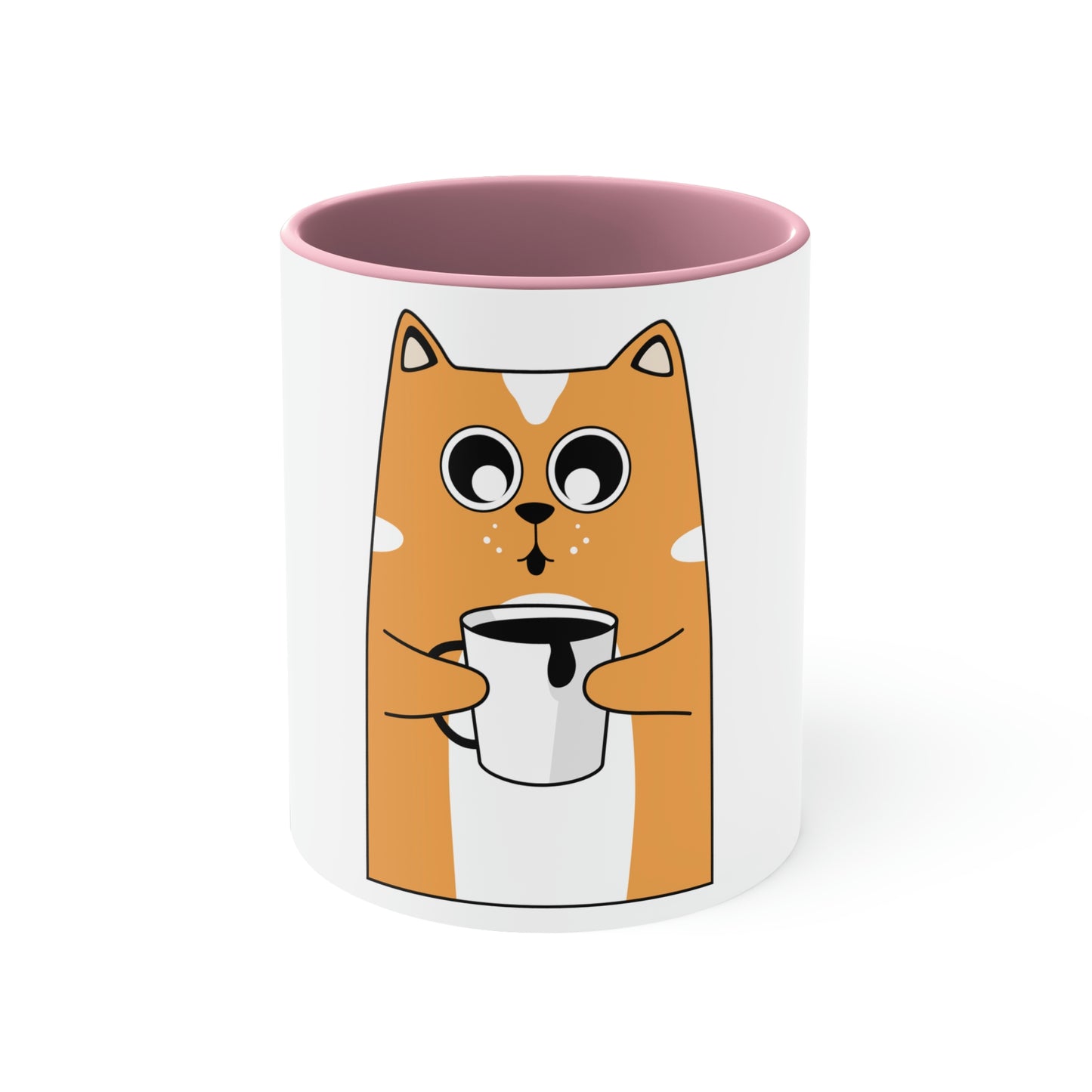 Cat With Coffee Accent Coffee Mug, 11oz