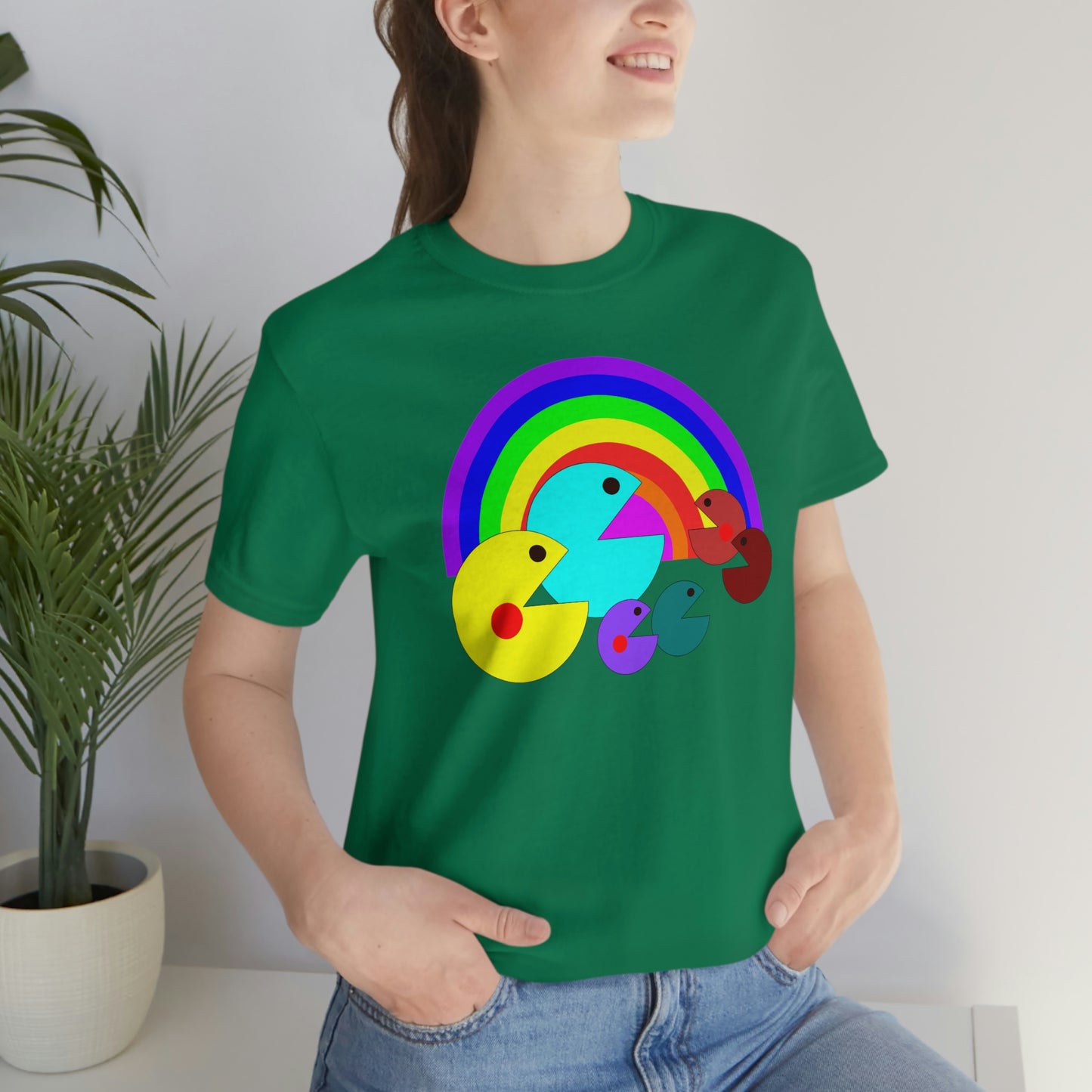 Pac Man Style Rainbow Unisex Jersey Short Sleeve Tee