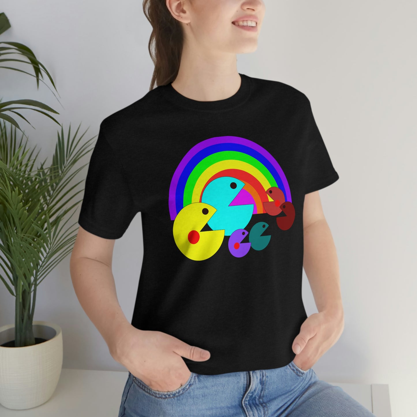 Pac Man Style Rainbow Unisex Jersey Short Sleeve Tee