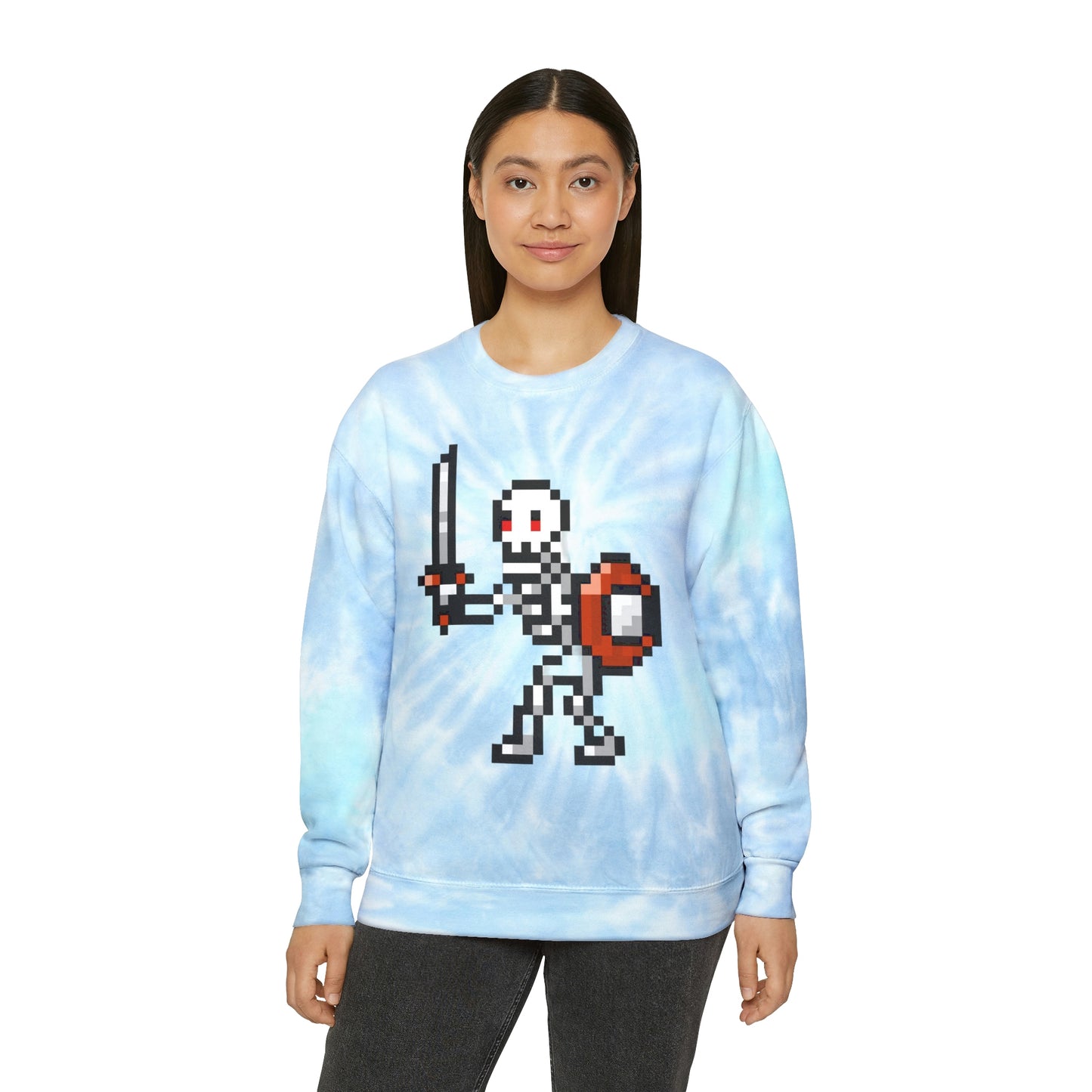 Skeleton 8 Bit Retro Style Unisex Tie-Dye Sweatshirt