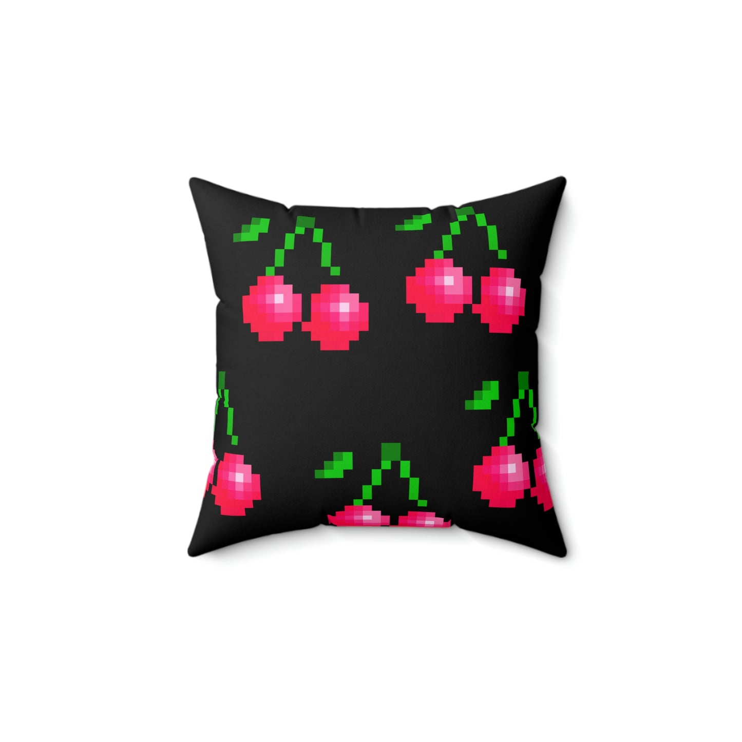 Video Game 8 Bit Style Cherries Spun Polyester Square Pillow