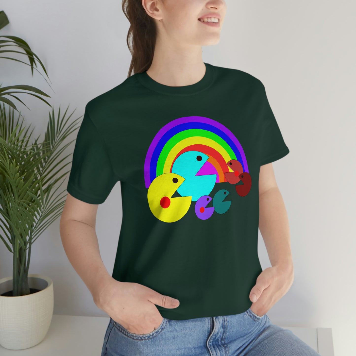 Pac Man Style Rainbow Unisex Jersey Short Sleeve Tee