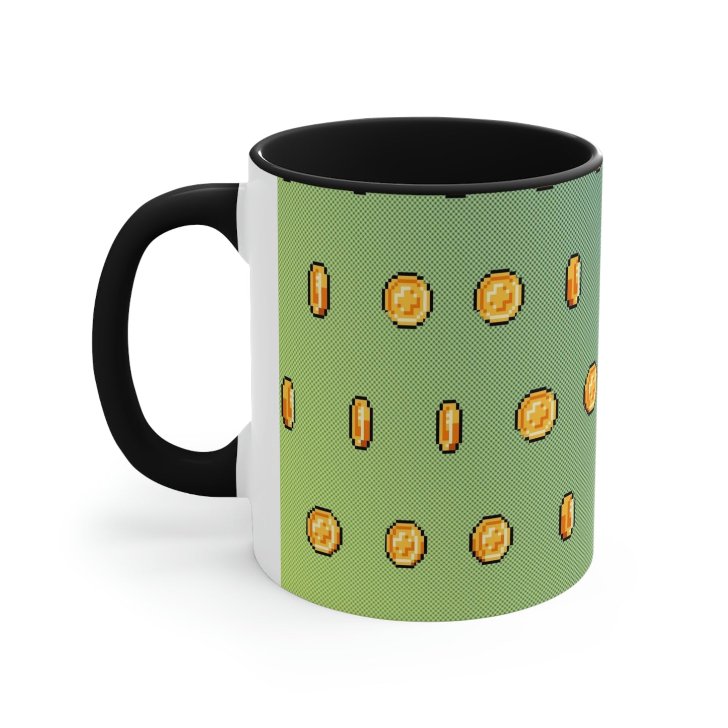 Video Game Style Retro Coins Accent Coffee Mug, 11oz