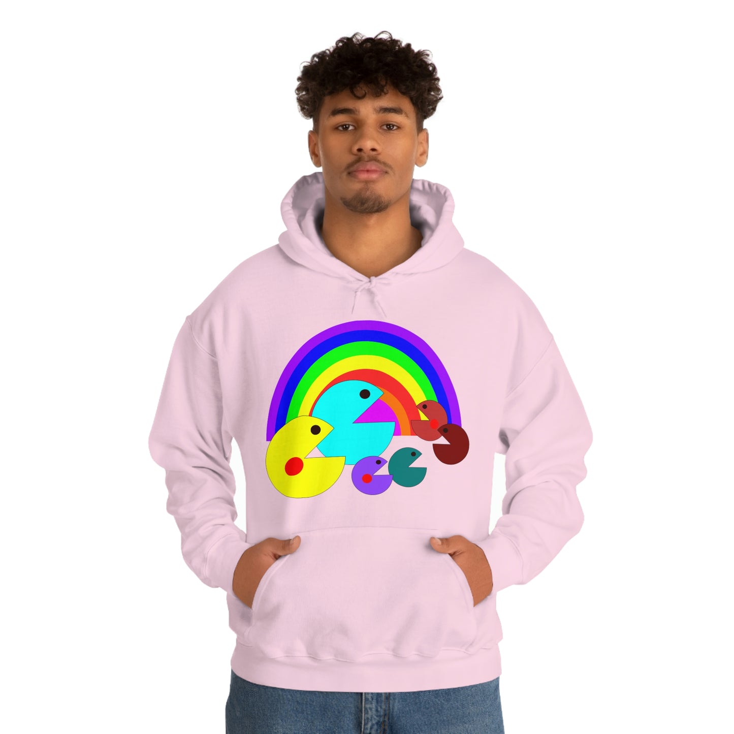 Pac Man Style Ranbow Unisex Hooded Sweatshirt