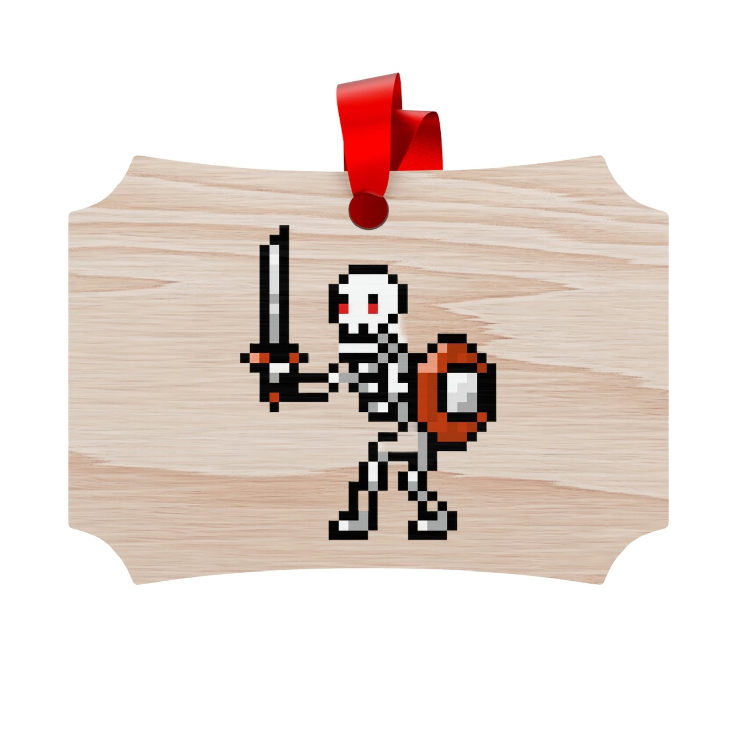 Skeleton 8 Bit Retro Style Wooden Christmas Ornaments