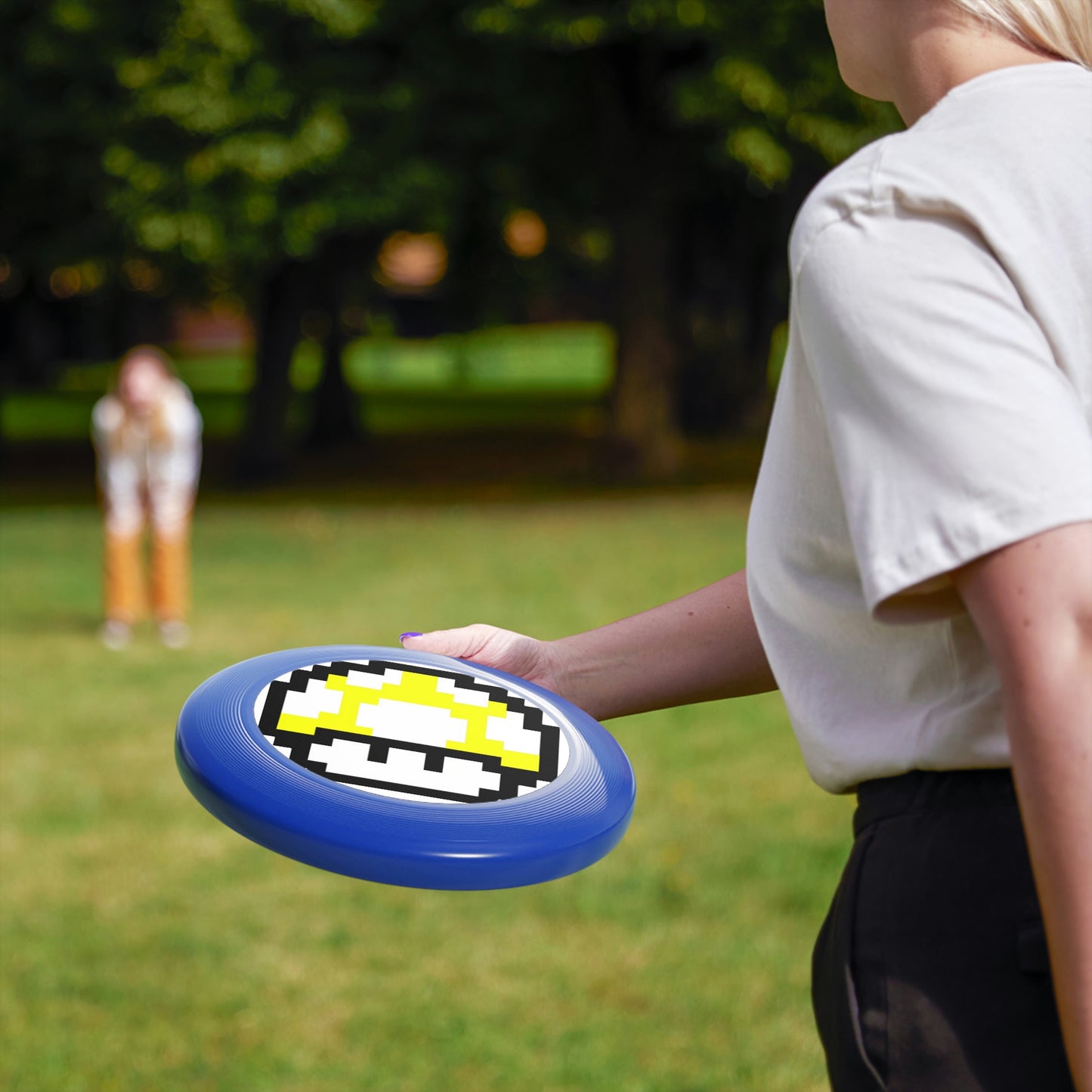 Yellow 8 Bit Style Mushroom Wham-O Frisbee