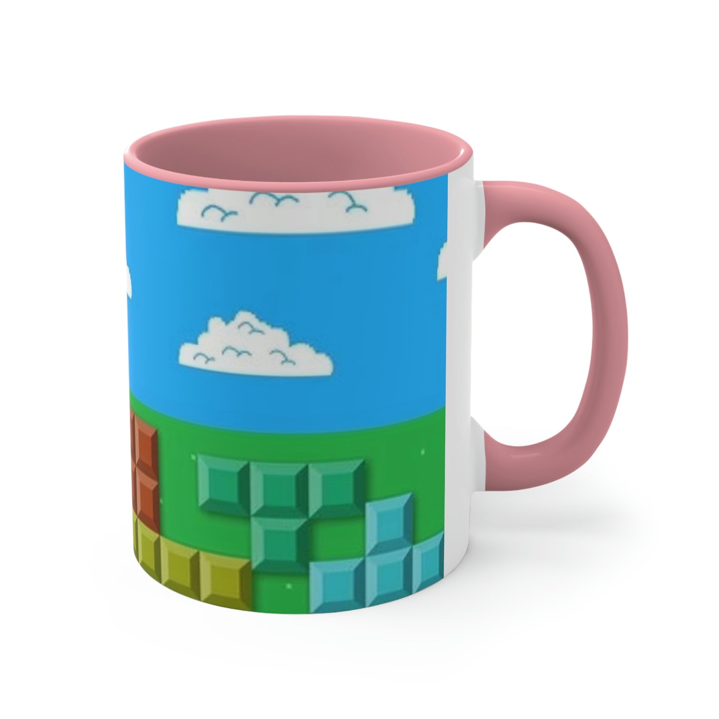 Video Game Tetris Style Scenic Background Accent Coffee Mug, 11oz