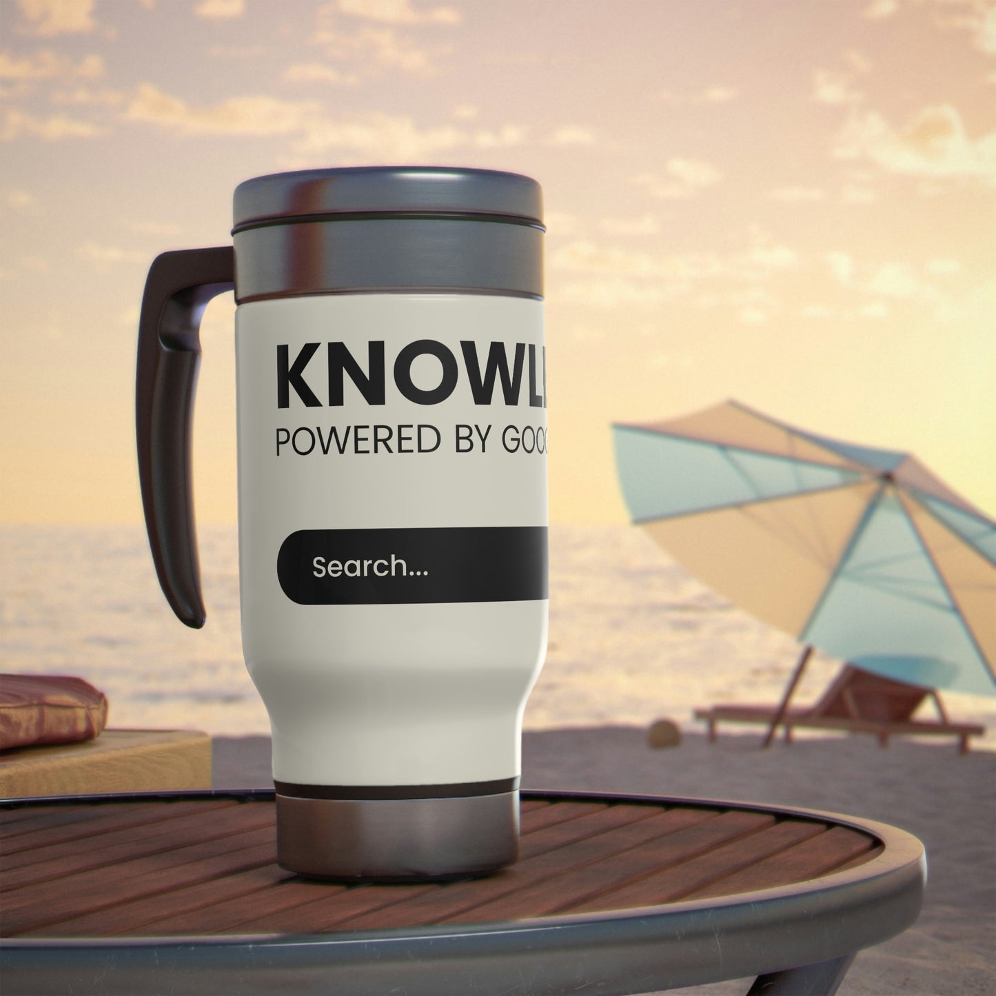 Knowledge Powered By Google Travel Mug with Handle, 14oz