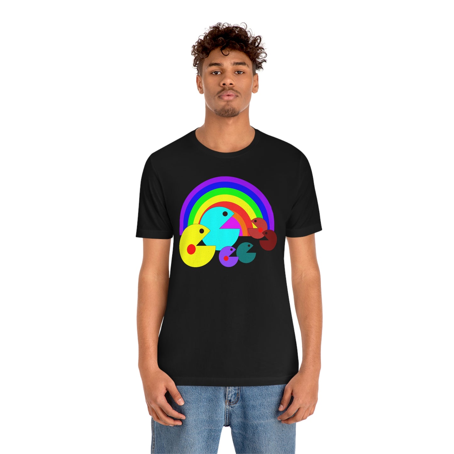 Pac Man Style Rainbow Unisex Jersey Short Sleeve Tee