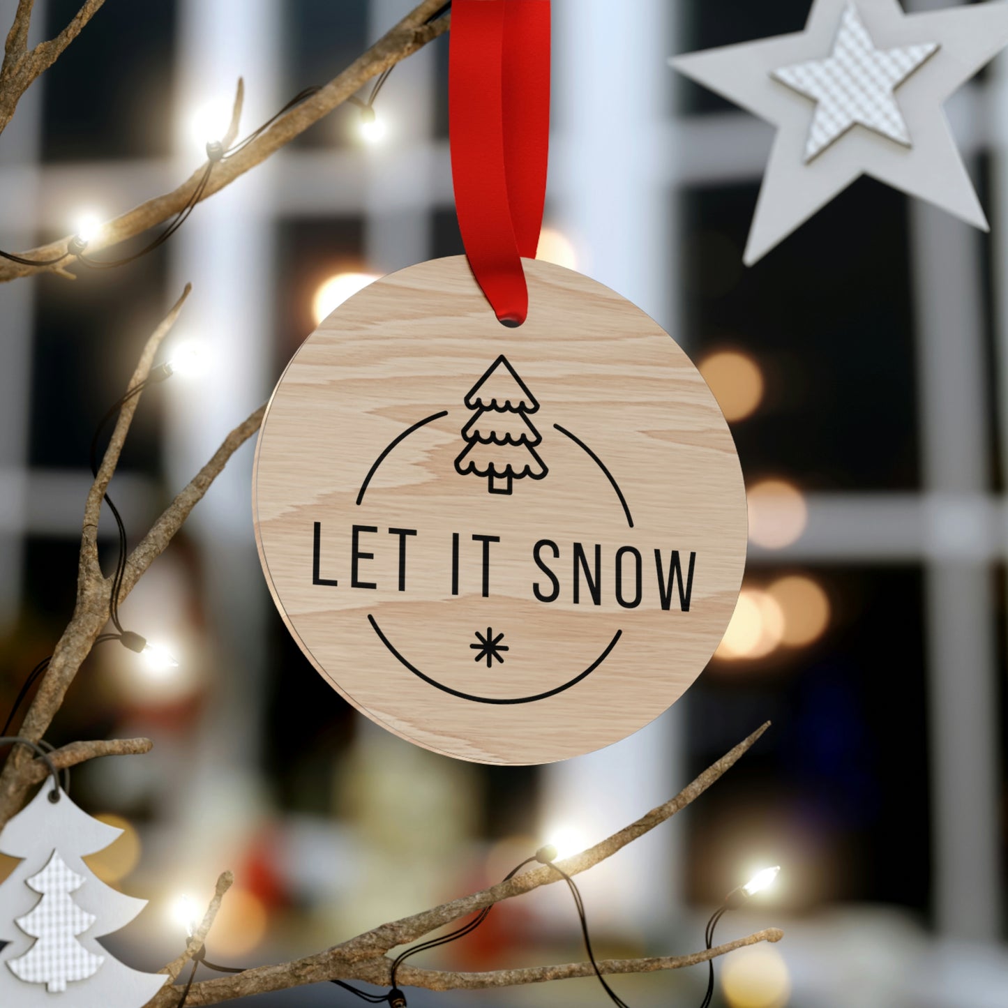 Let It Snow Wooden Christmas Ornaments