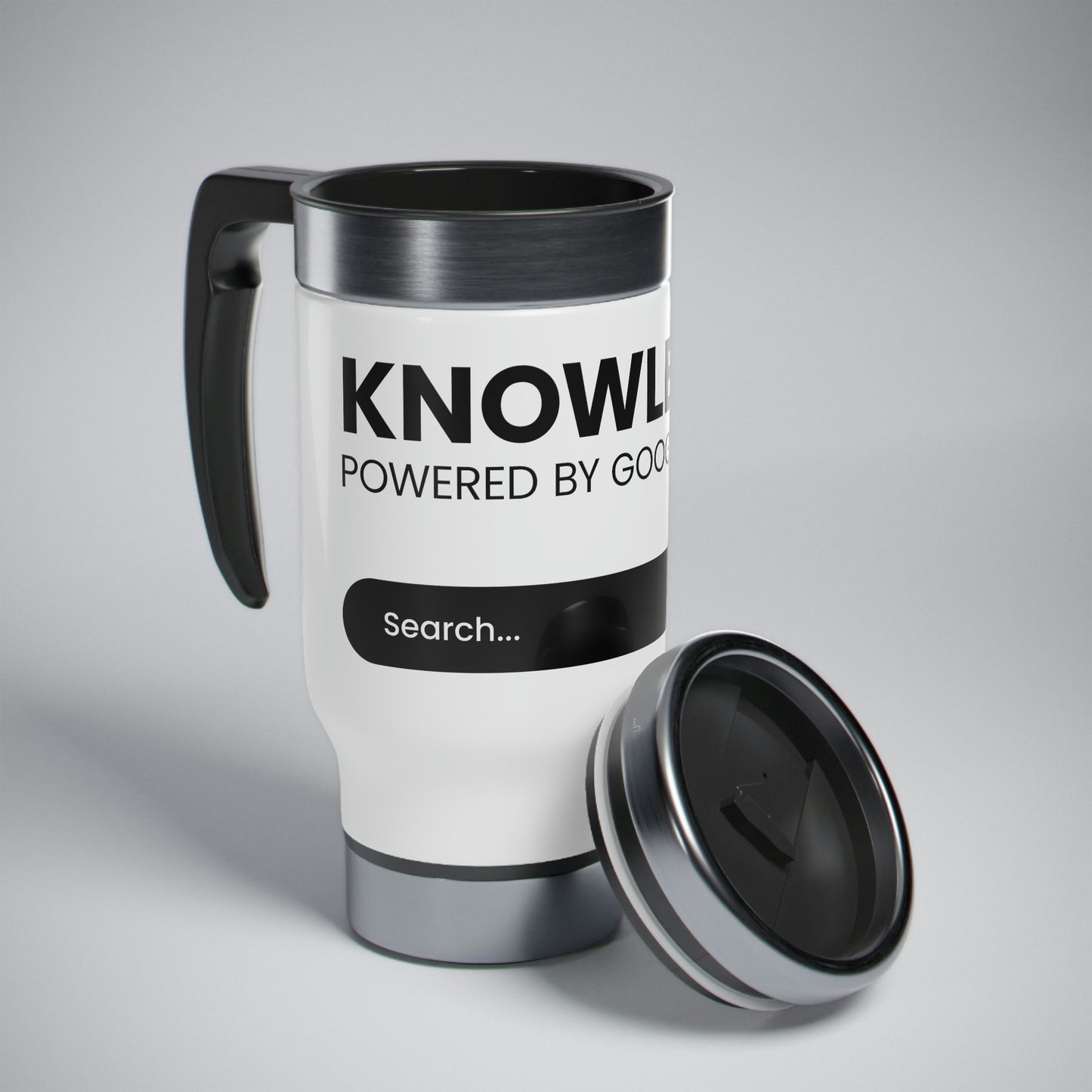 Knowledge Powered By Google Travel Mug with Handle, 14oz