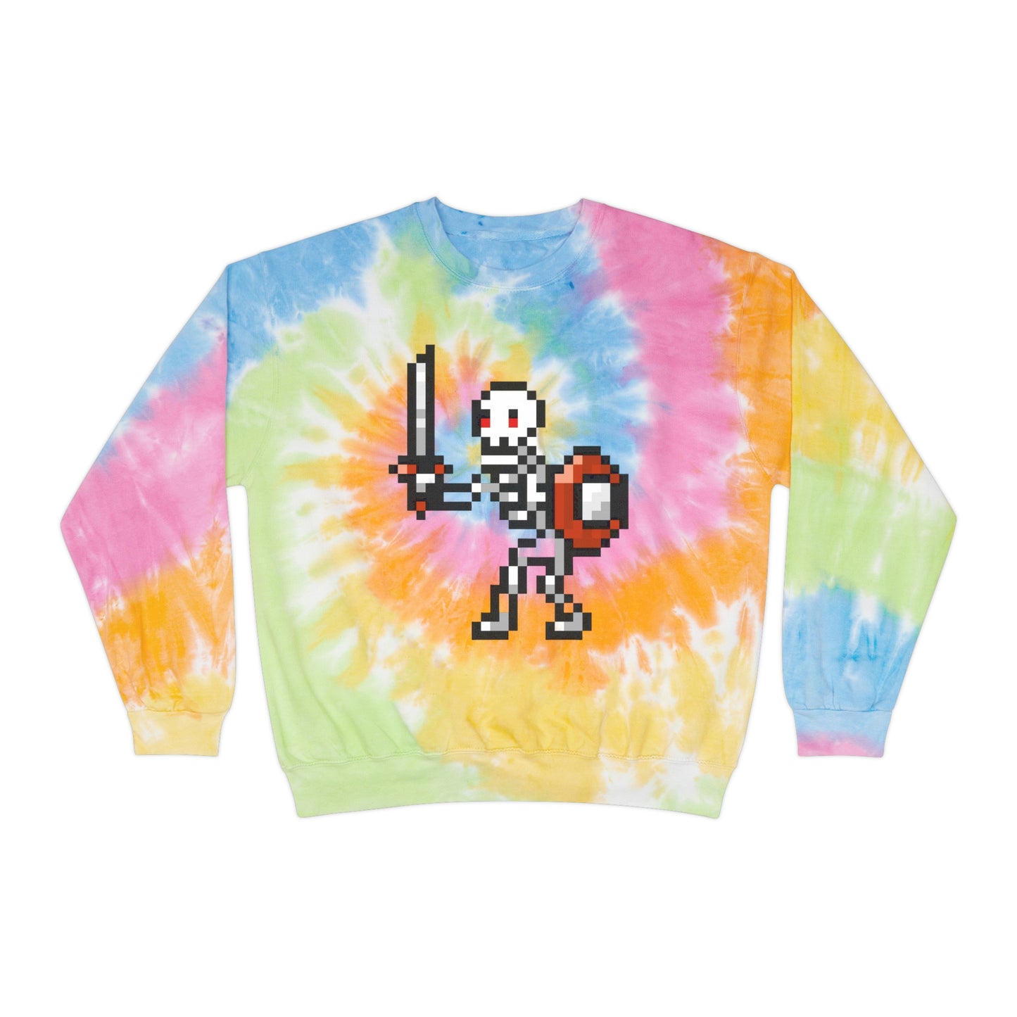 Skeleton 8 Bit Retro Style Unisex Tie-Dye Sweatshirt