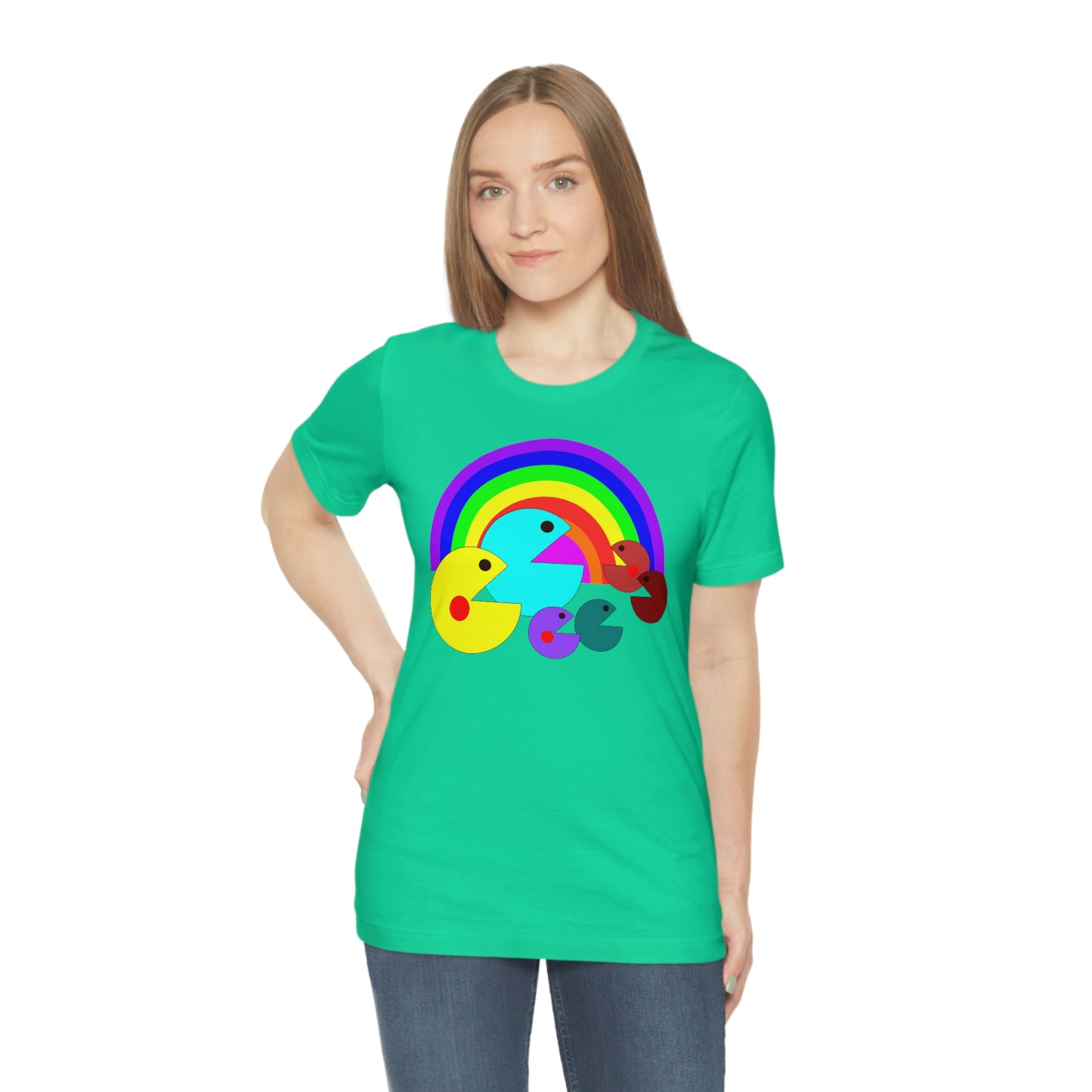 Pac Man Style Rainbow Unisex Jersey Short Sleeve Tee