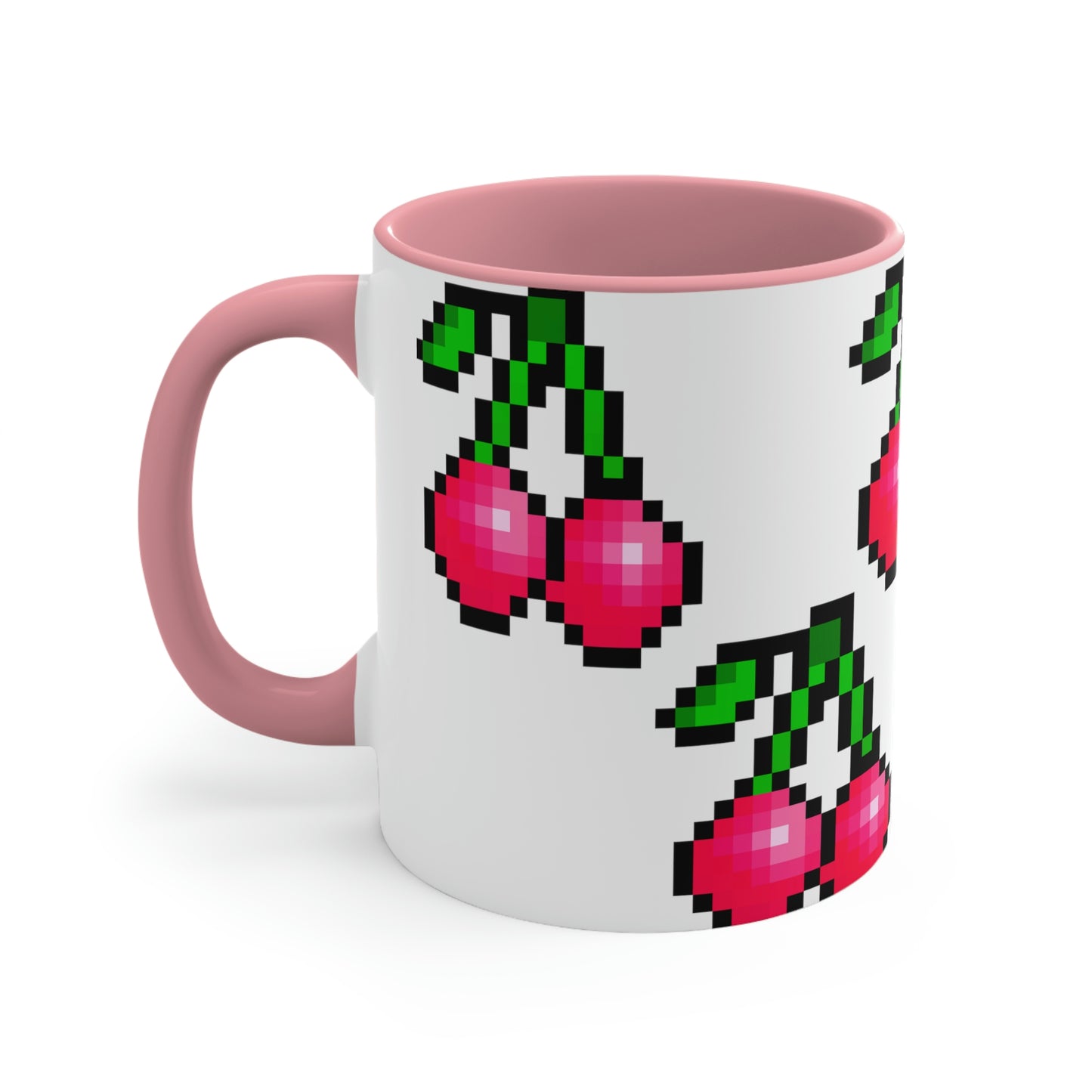 Retro 8 Bit Cherries Accent Coffee Mug, 11oz