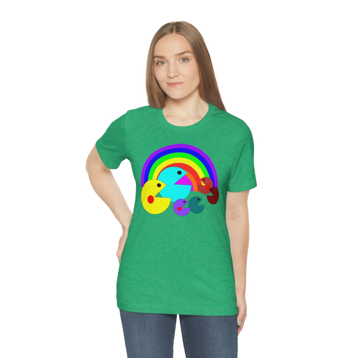 Pac Man Style Rainbow Unisex Jersey Short Sleeve Tee