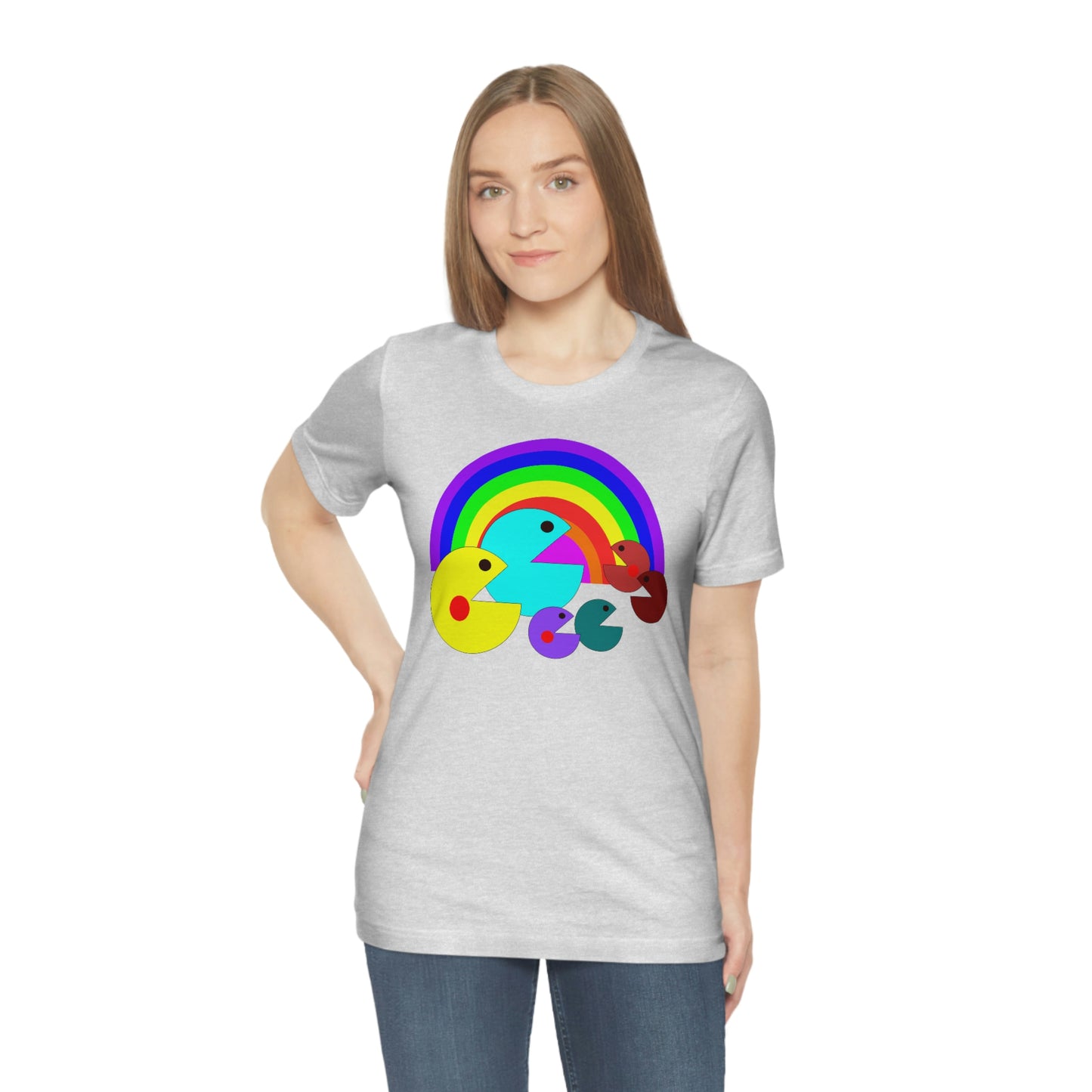 Pac Man Style Rainbow Unisex Jersey Short Sleeve Tee