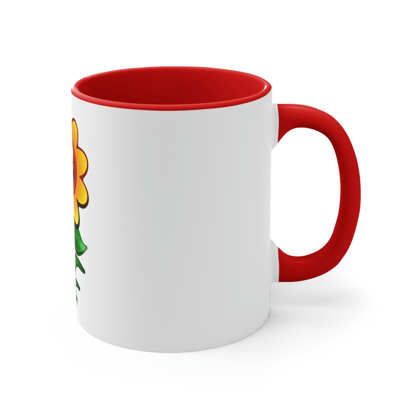 Video Game Style Flower Character Accent Coffee Mug, 11oz