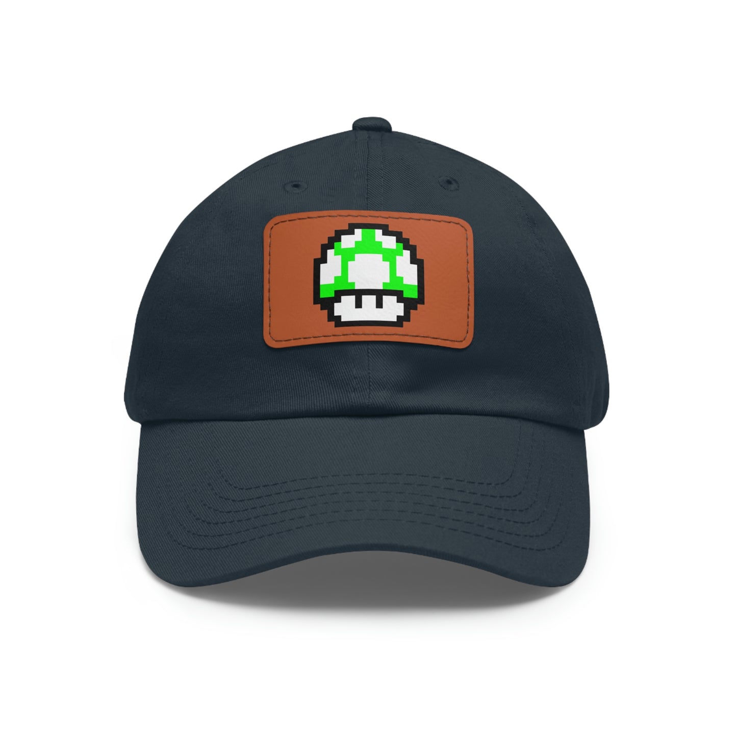 Mushroom 1 UP 8 Bit Style Dad Hat with Leather Patch