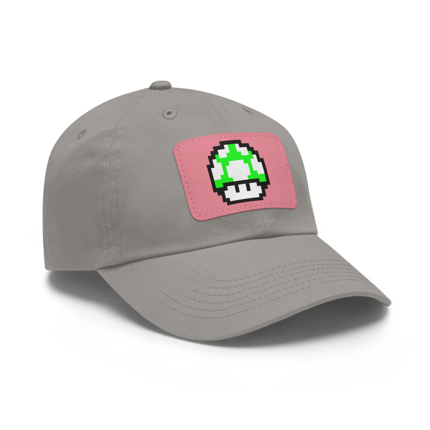 Mushroom 1 UP 8 Bit Style Dad Hat with Leather Patch