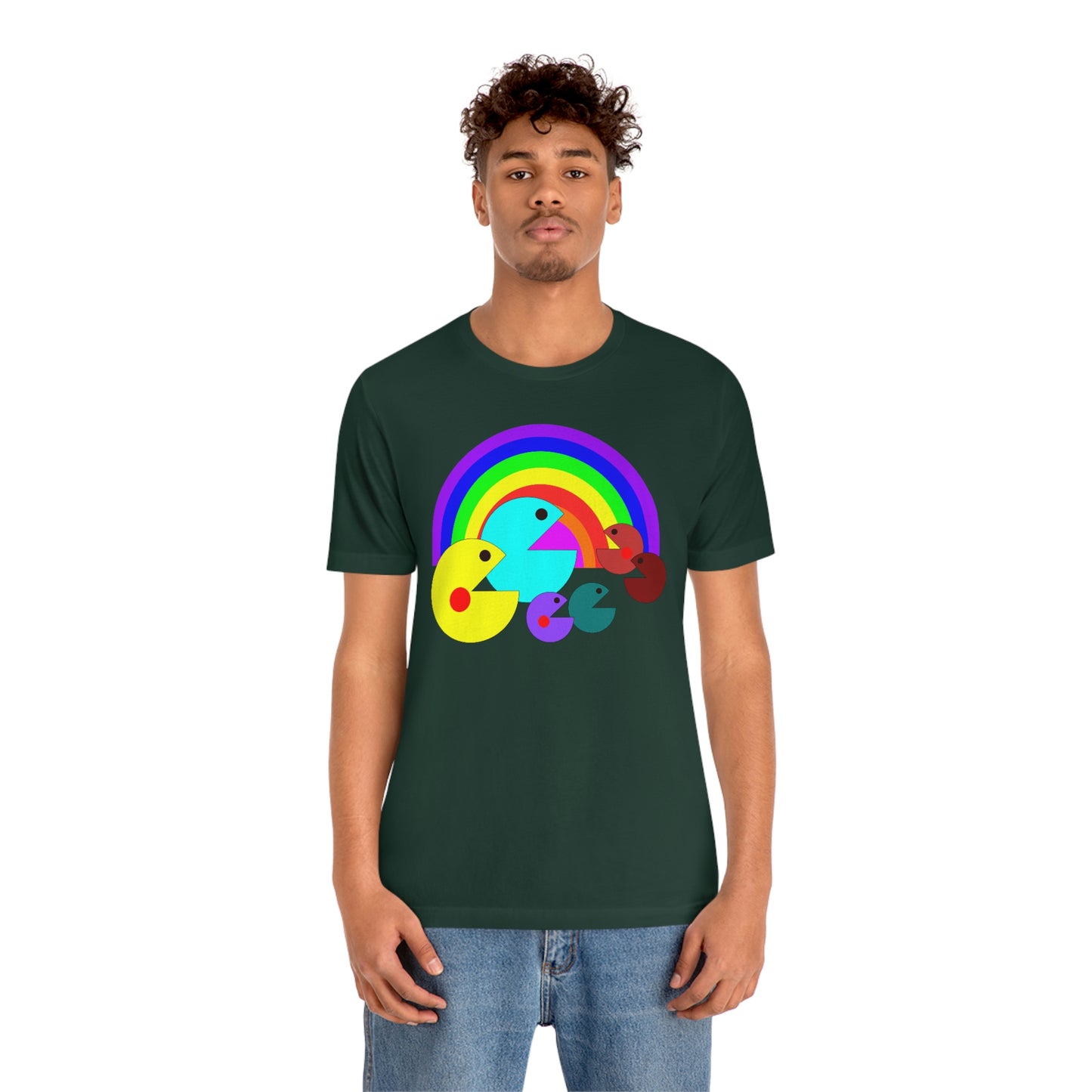 Pac Man Style Rainbow Unisex Jersey Short Sleeve Tee