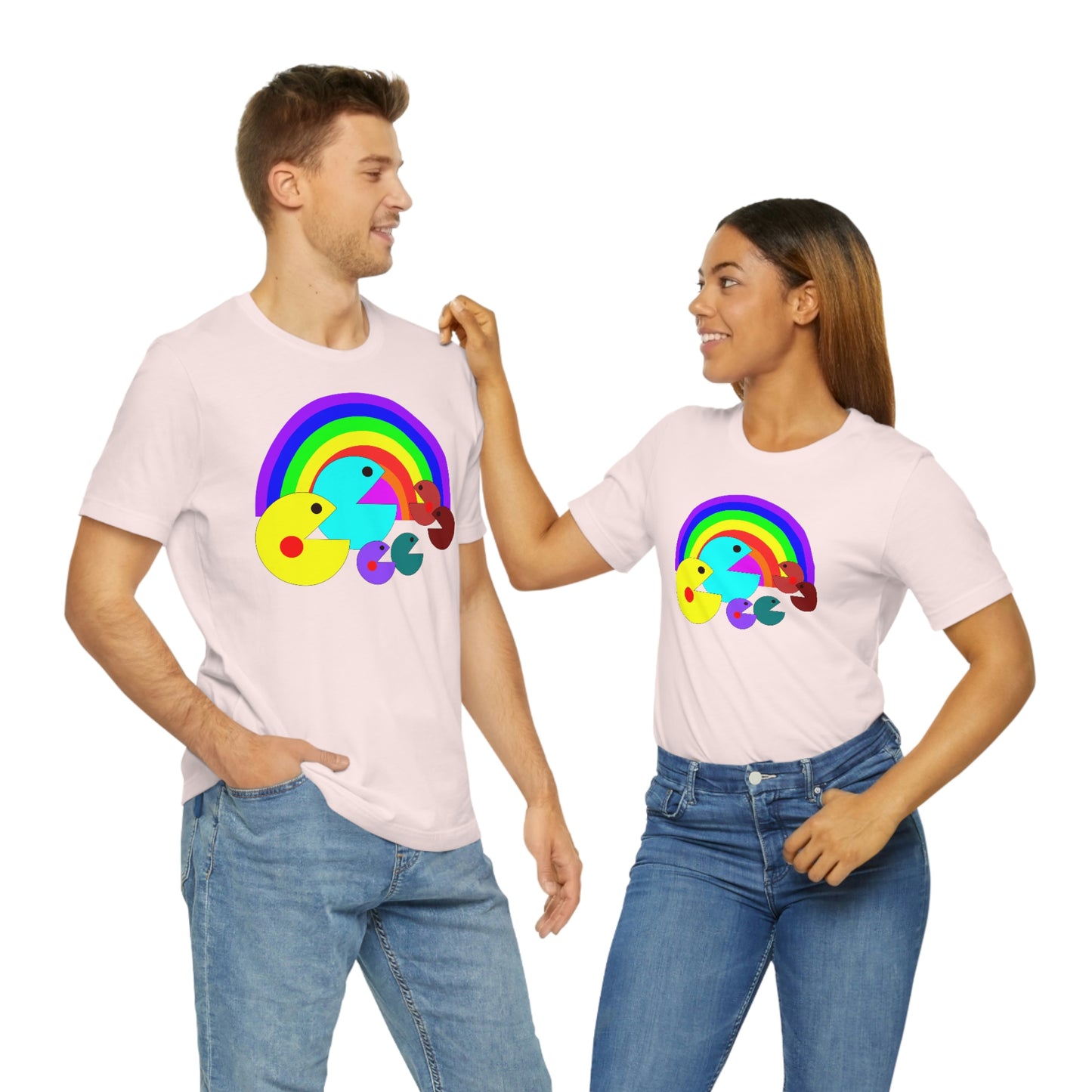 Pac Man Style Rainbow Unisex Jersey Short Sleeve Tee