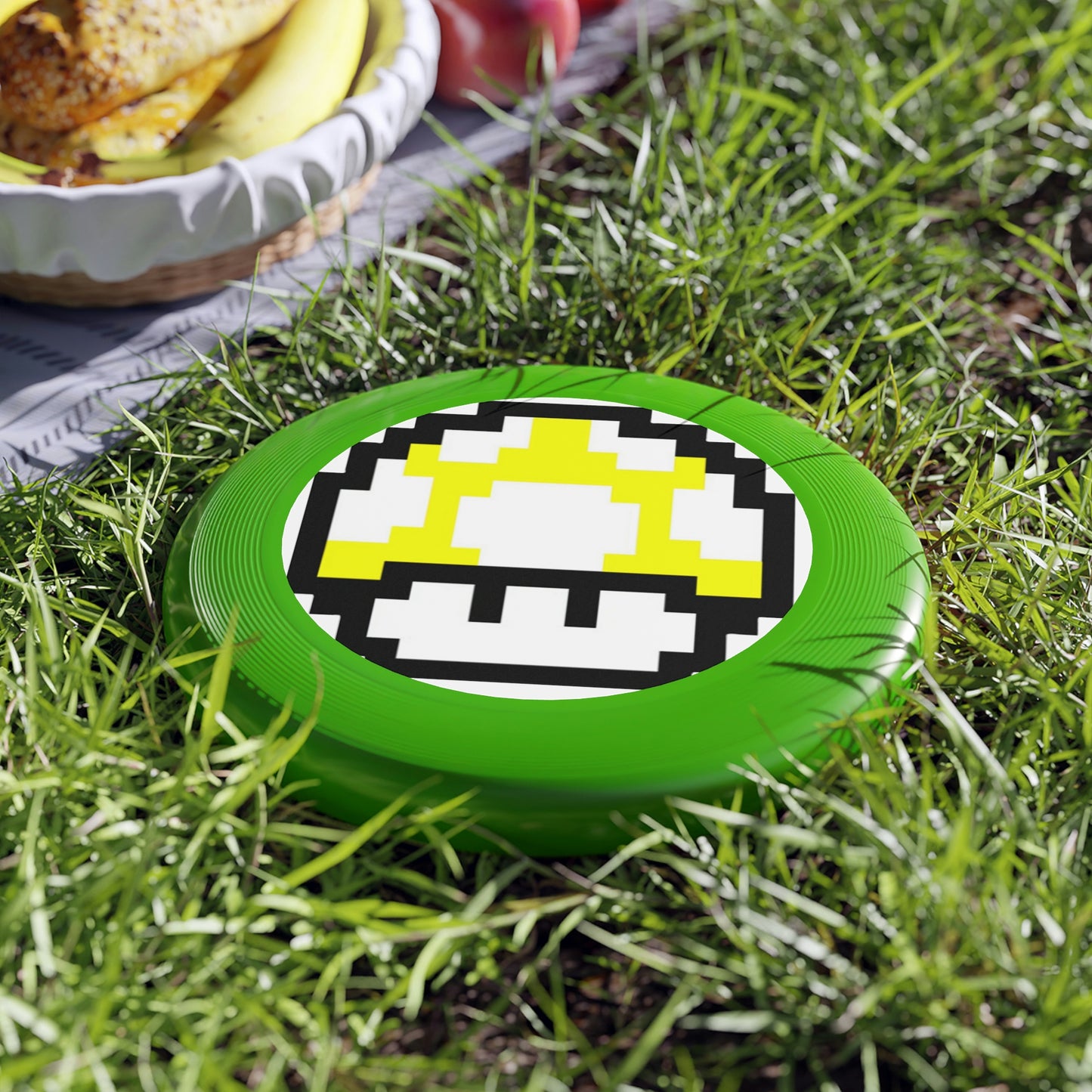 Yellow 8 Bit Style Mushroom Wham-O Frisbee