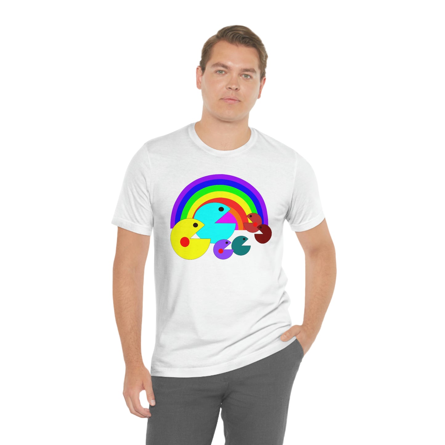 Pac Man Style Rainbow Unisex Jersey Short Sleeve Tee