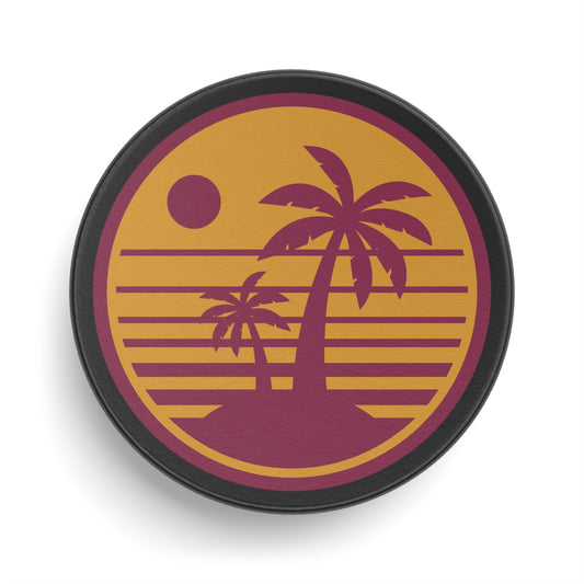 Retro Sunset Beach Hockey Puck