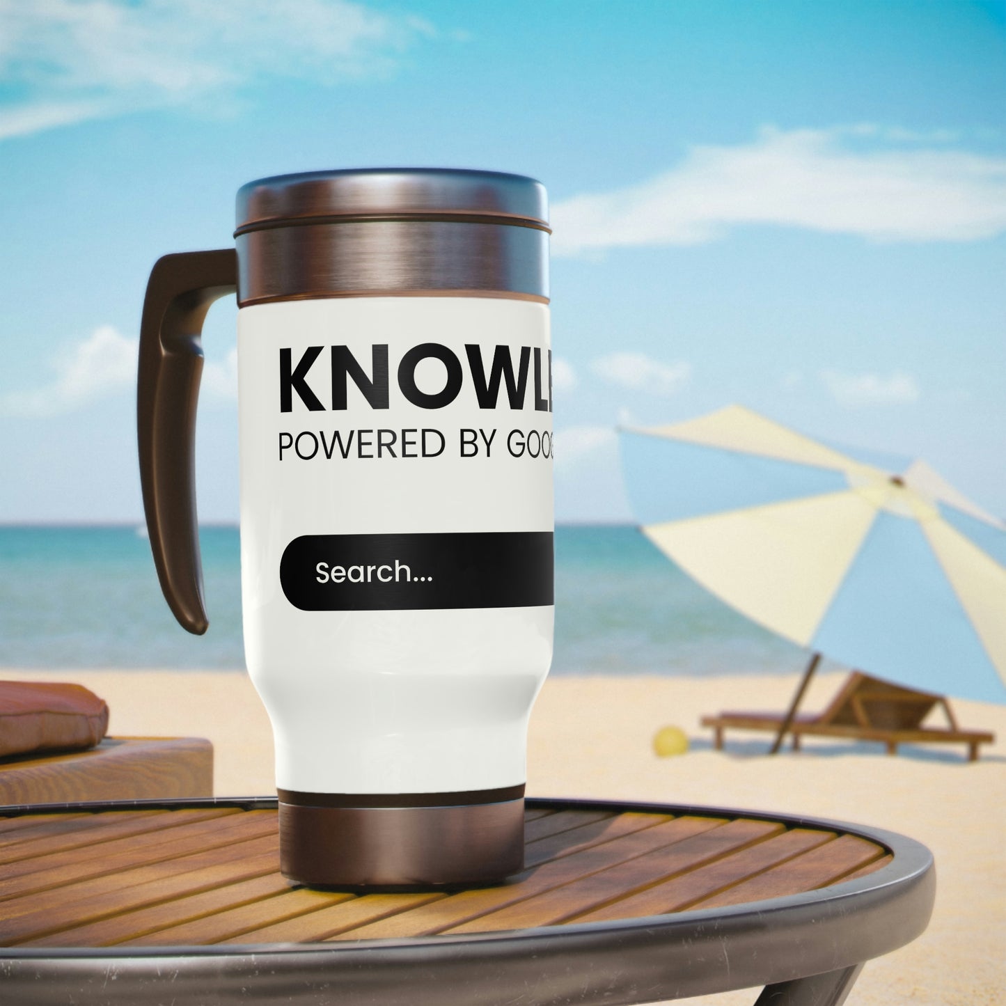 Knowledge Powered By Google Travel Mug with Handle, 14oz