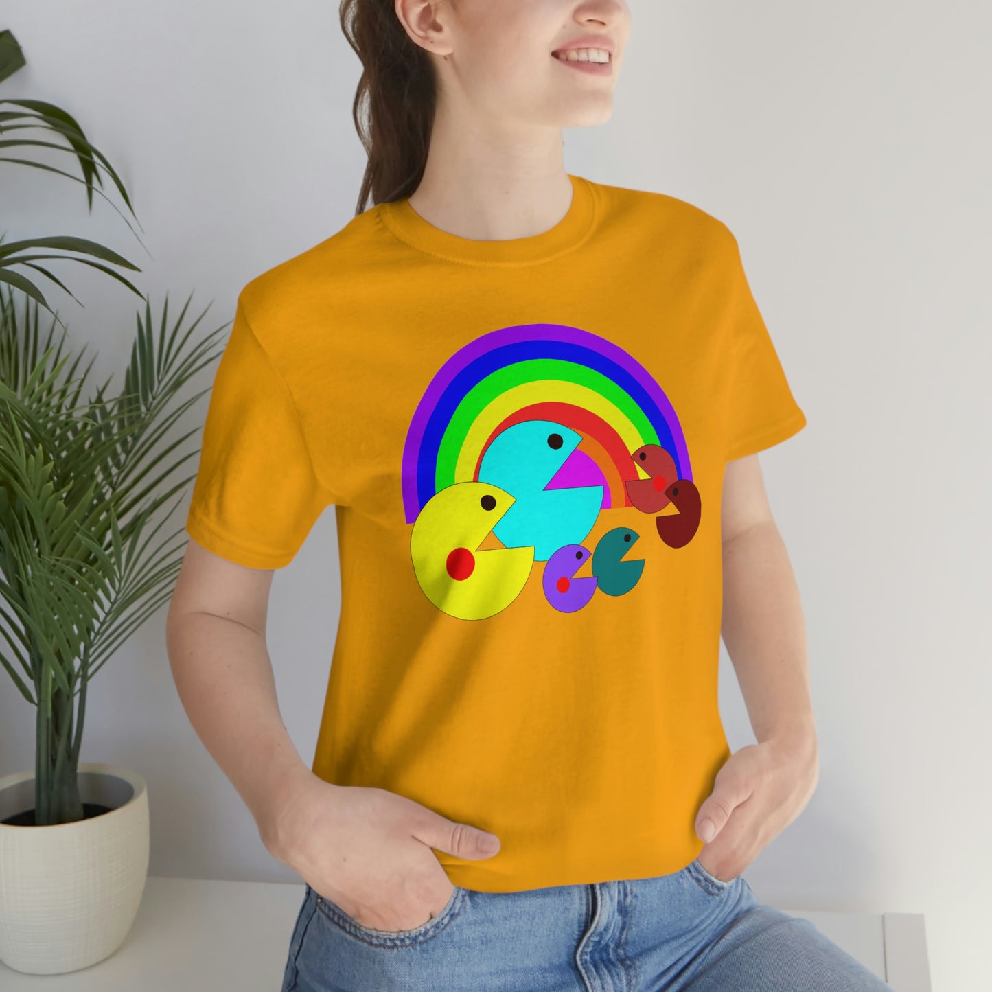 Pac Man Style Rainbow Unisex Jersey Short Sleeve Tee