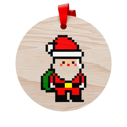 8 Bit Santa Style Wooden Christmas Ornaments