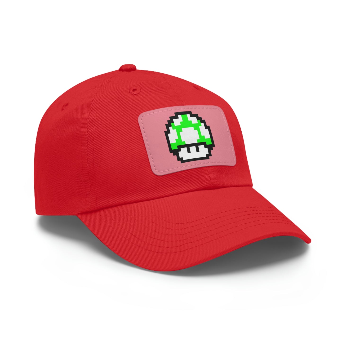 Mushroom 1 UP 8 Bit Style Dad Hat with Leather Patch