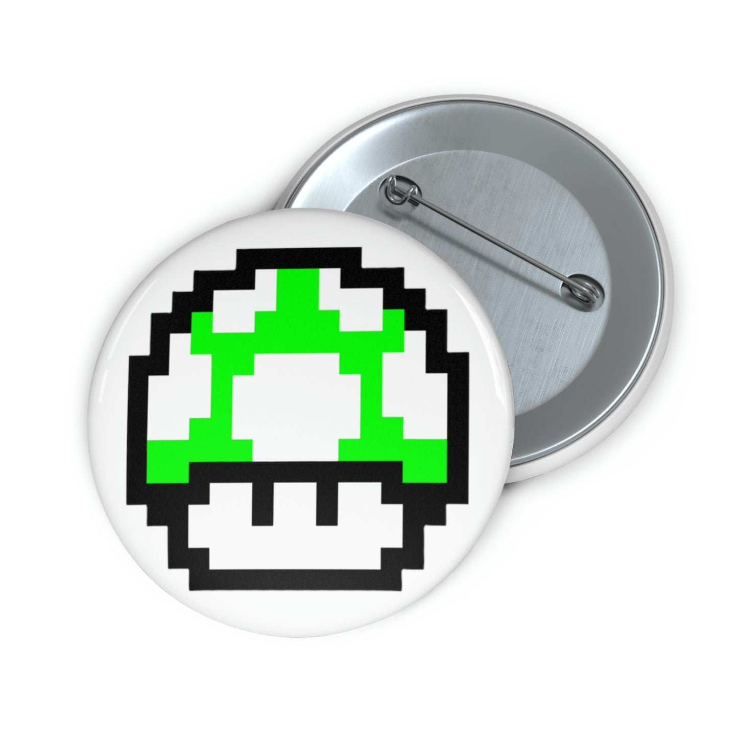 Mushroom 1 UP 8 Bit Style Custom Pin Buttons