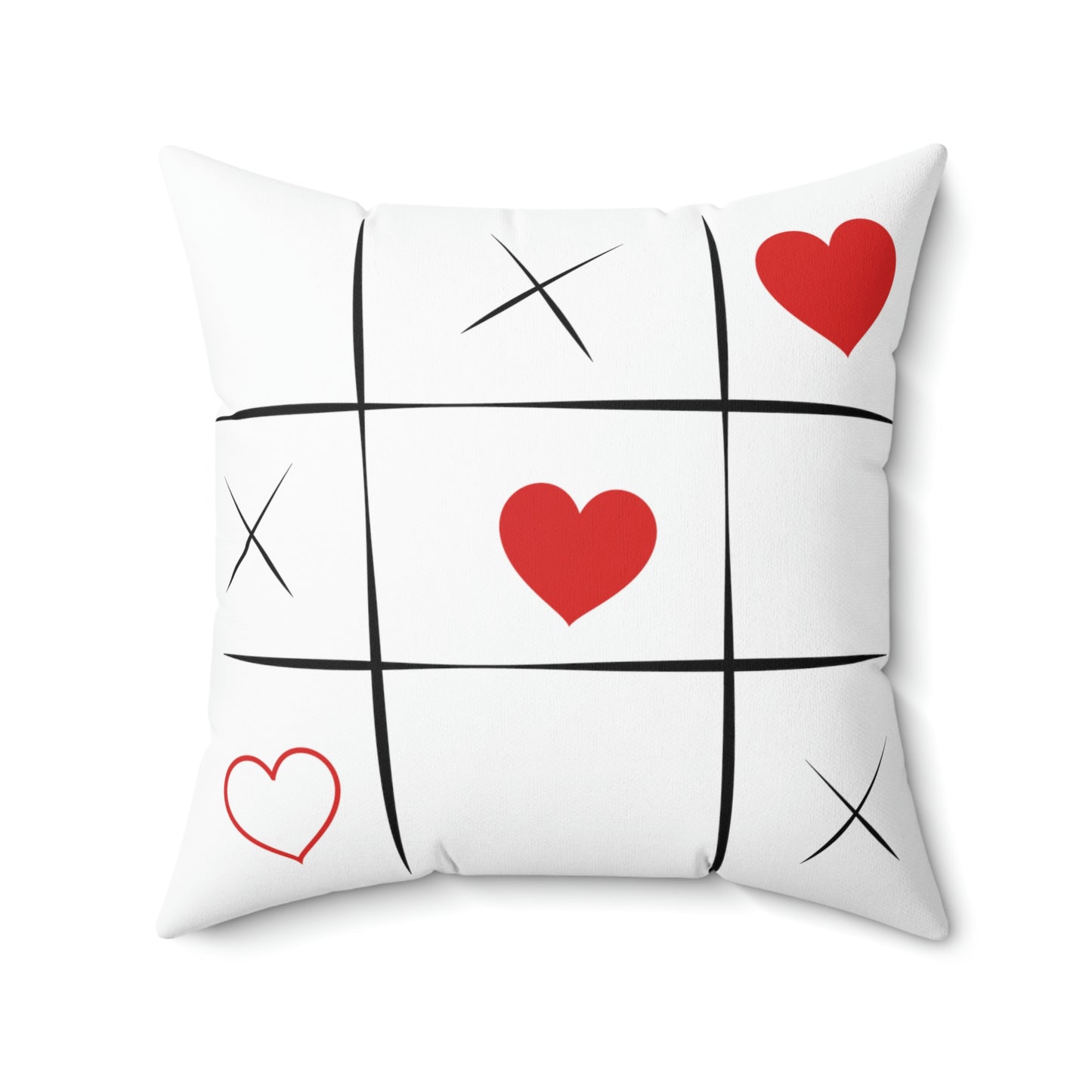 Valentine’s Day Tic Tac Toe Spun Polyester Square Pillow