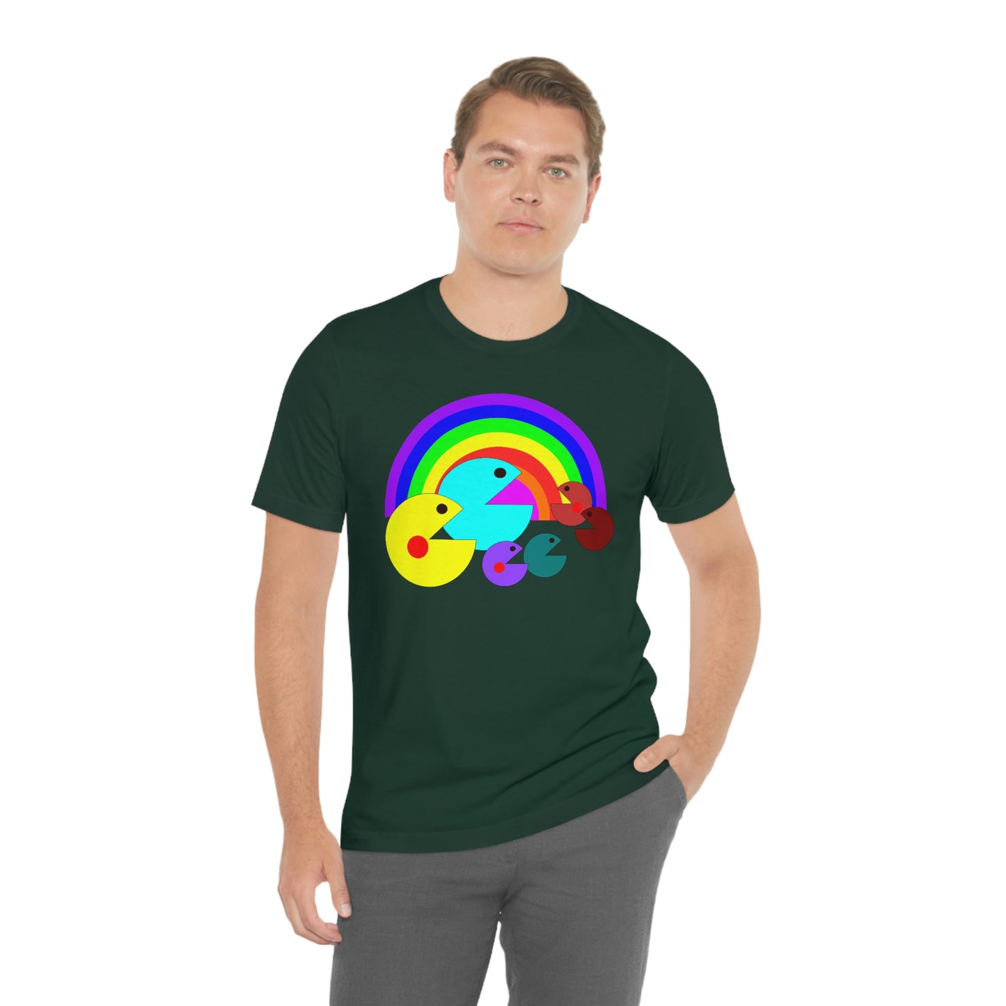 Pac Man Style Rainbow Unisex Jersey Short Sleeve Tee