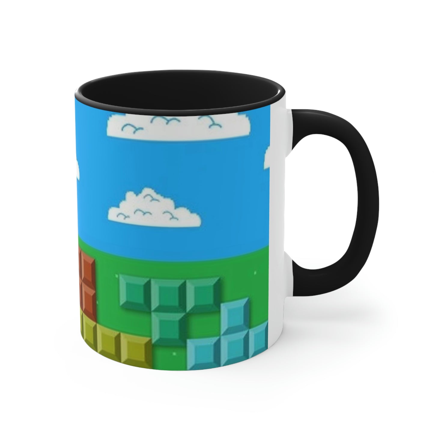 Video Game Tetris Style Scenic Background Accent Coffee Mug, 11oz