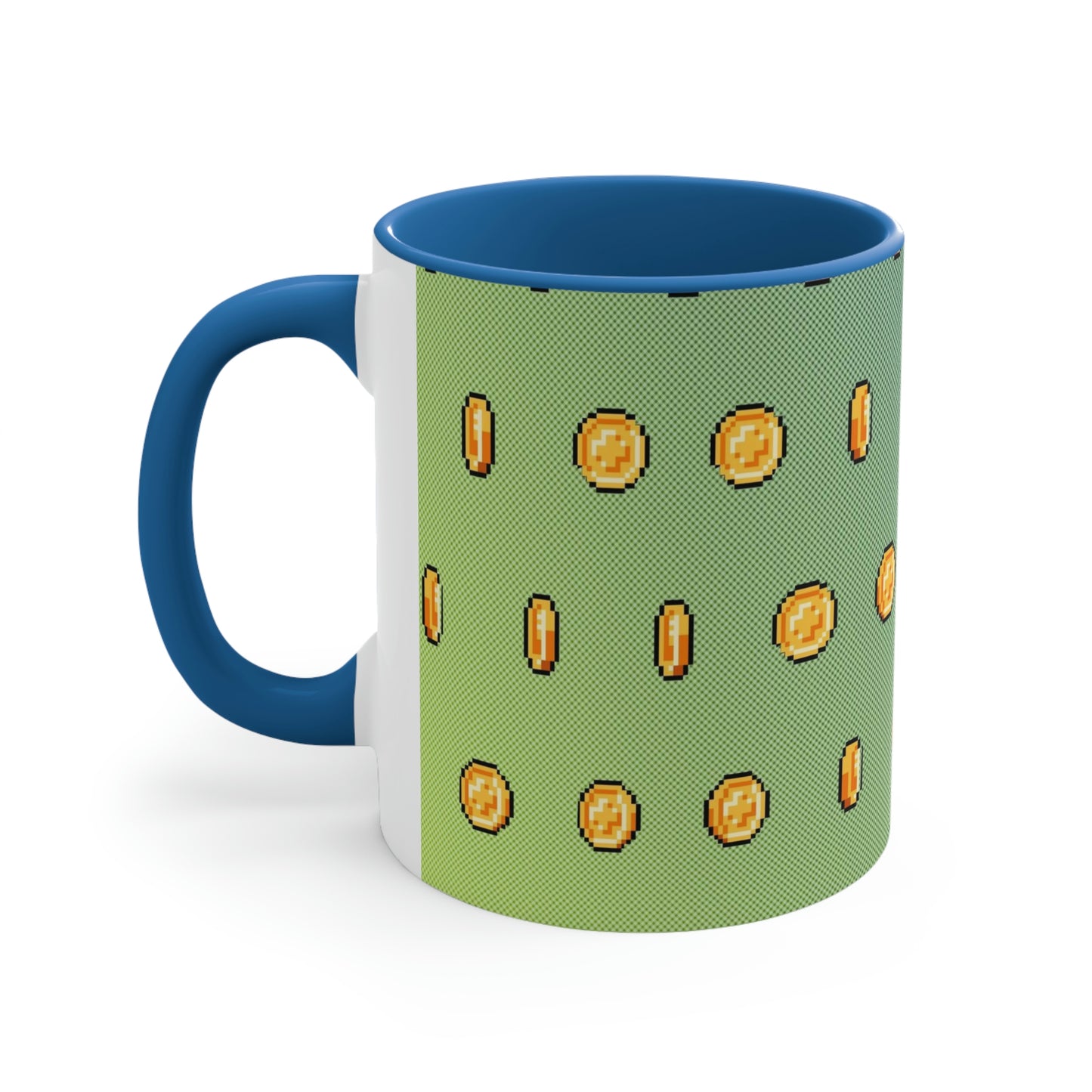 Video Game Style Retro Coins Accent Coffee Mug, 11oz