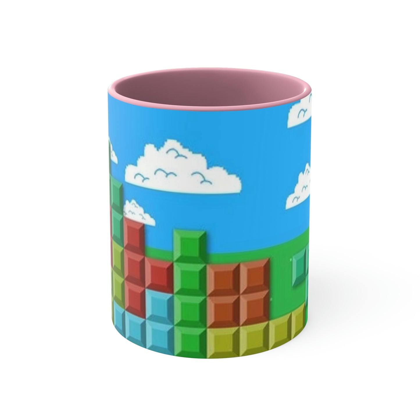 Video Game Tetris Style Scenic Background Accent Coffee Mug, 11oz