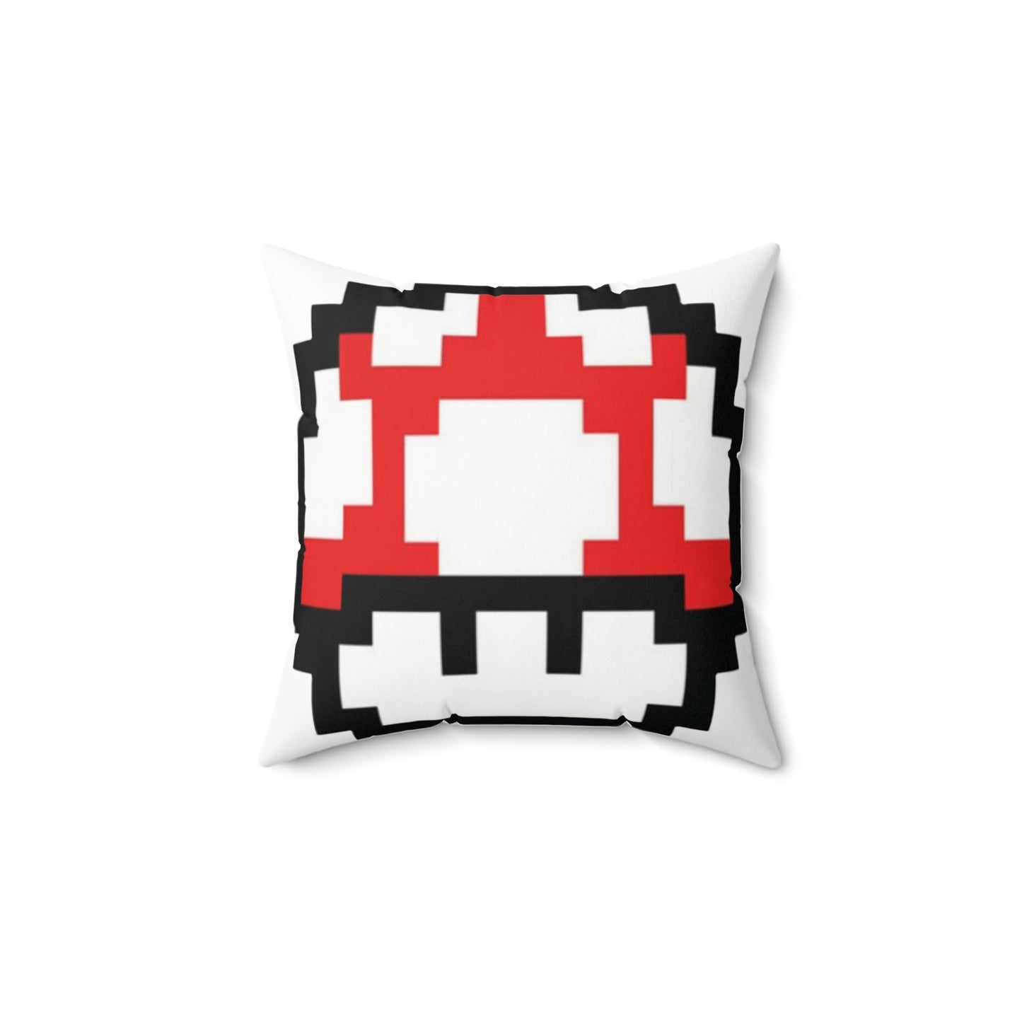 Retro Red & Green 8 Bit Mushrooms Spun Polyester Square Pillow