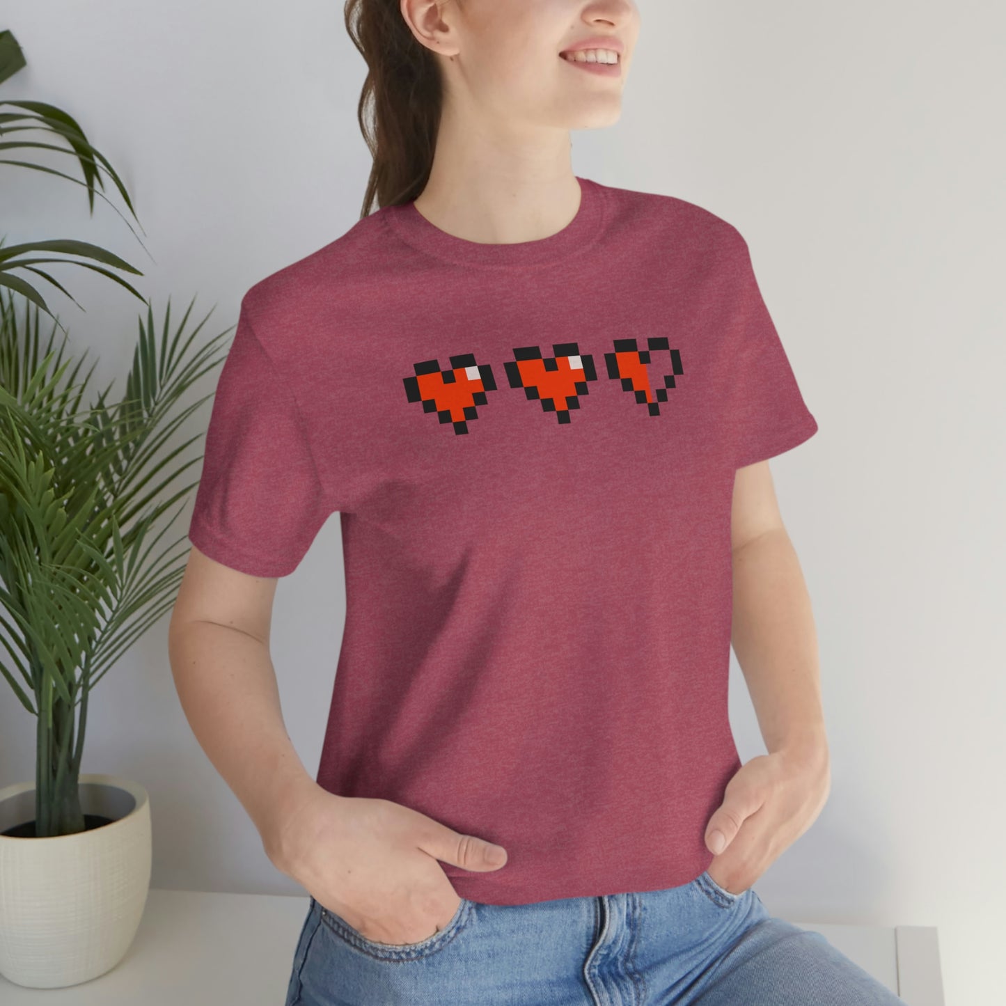 Hearts 2 1/2 8 Bit Style Unisex Jersey Short Sleeve Tee