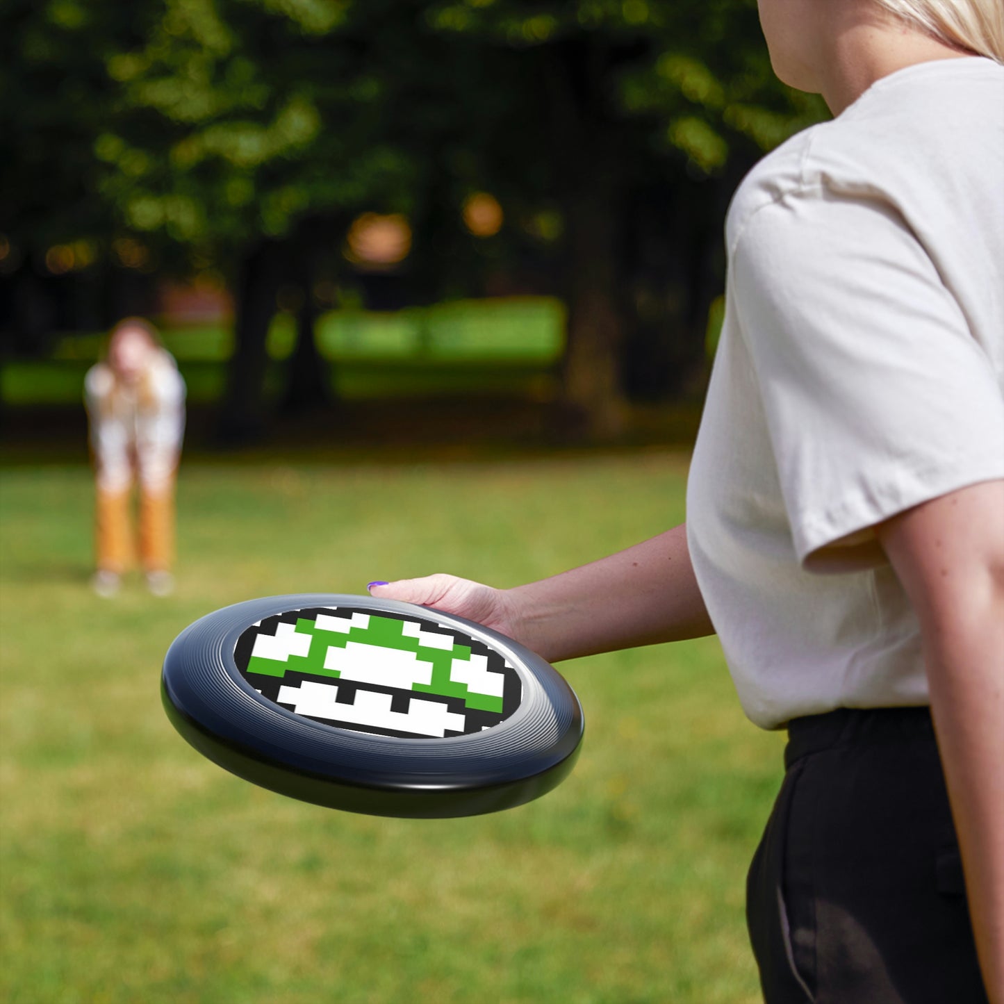 Green 8 Bit Style Mushroom Wham-O Frisbee